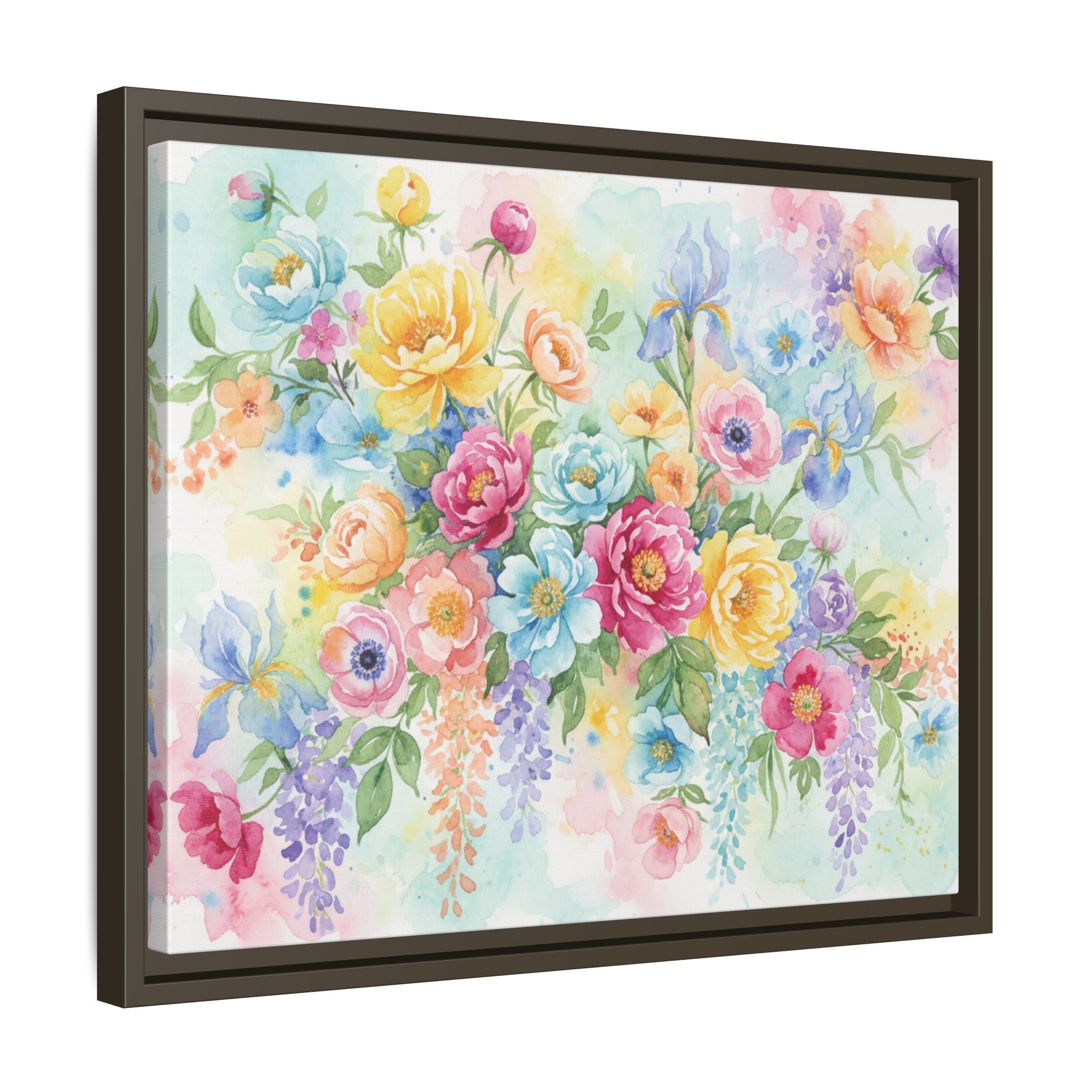 Toile Bouquet Floral Aquarelle, Art Mural Mat Encadré | Art Mural Multicolore