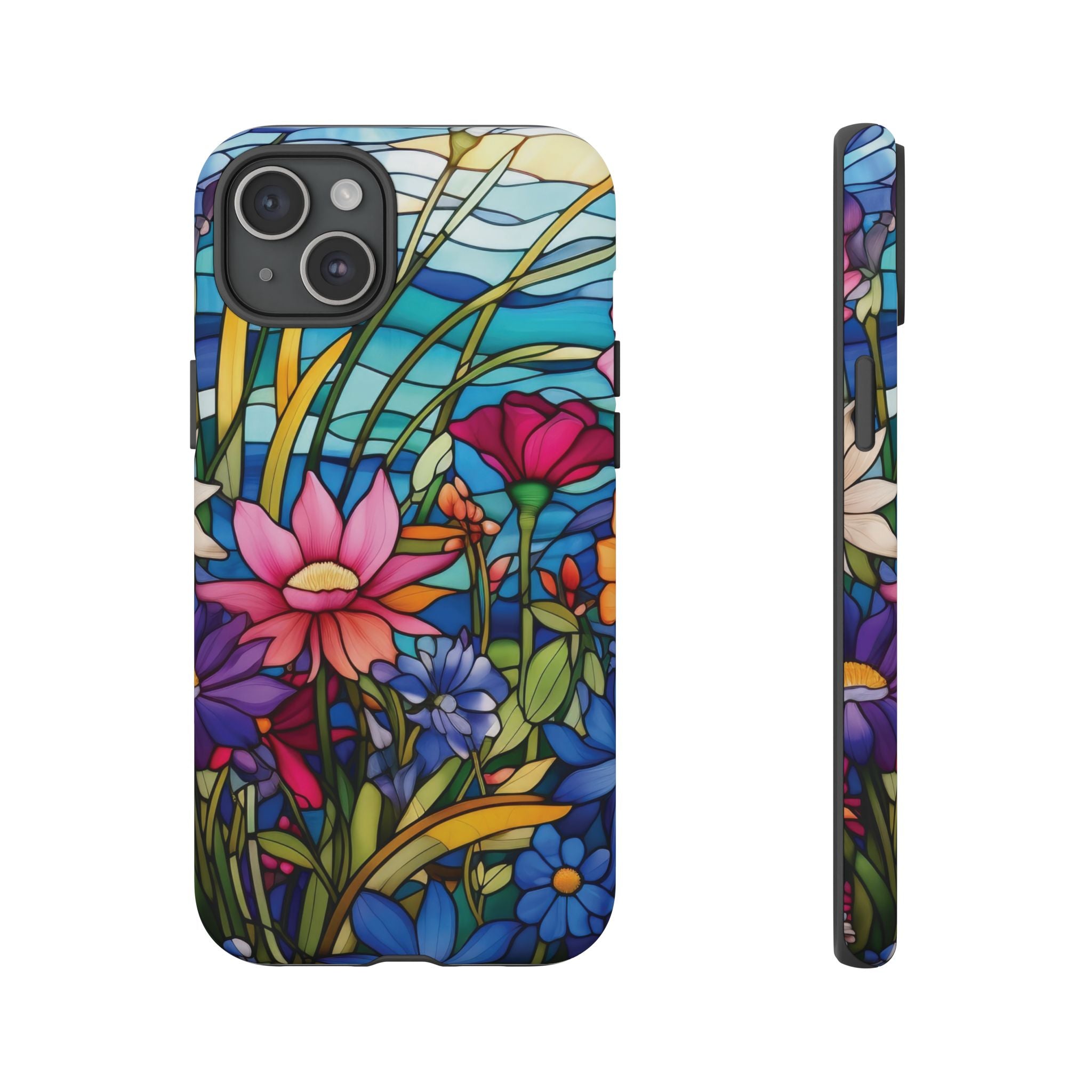 Wildflowers Stain Glass Illusion Phone Case Unique Holiday Protection for Your Device | Stylish & Durable Cover Gift for Her Phone 15, Samsung iPhone Samsung Accessory Gift for Her