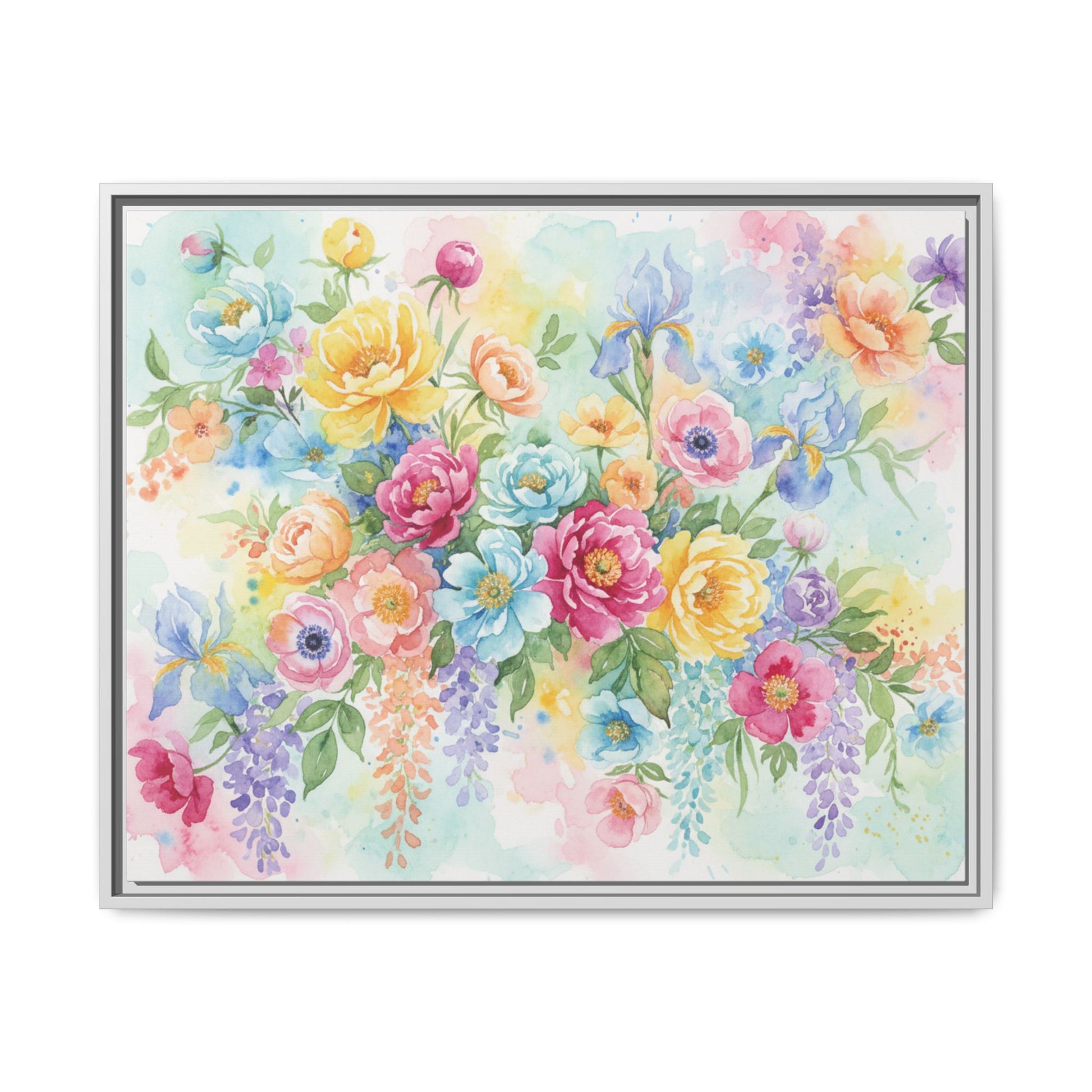 Watercolor Floral Bouquet Canvas, Framed Matte Wall Art | Multi-Color Wall Art
