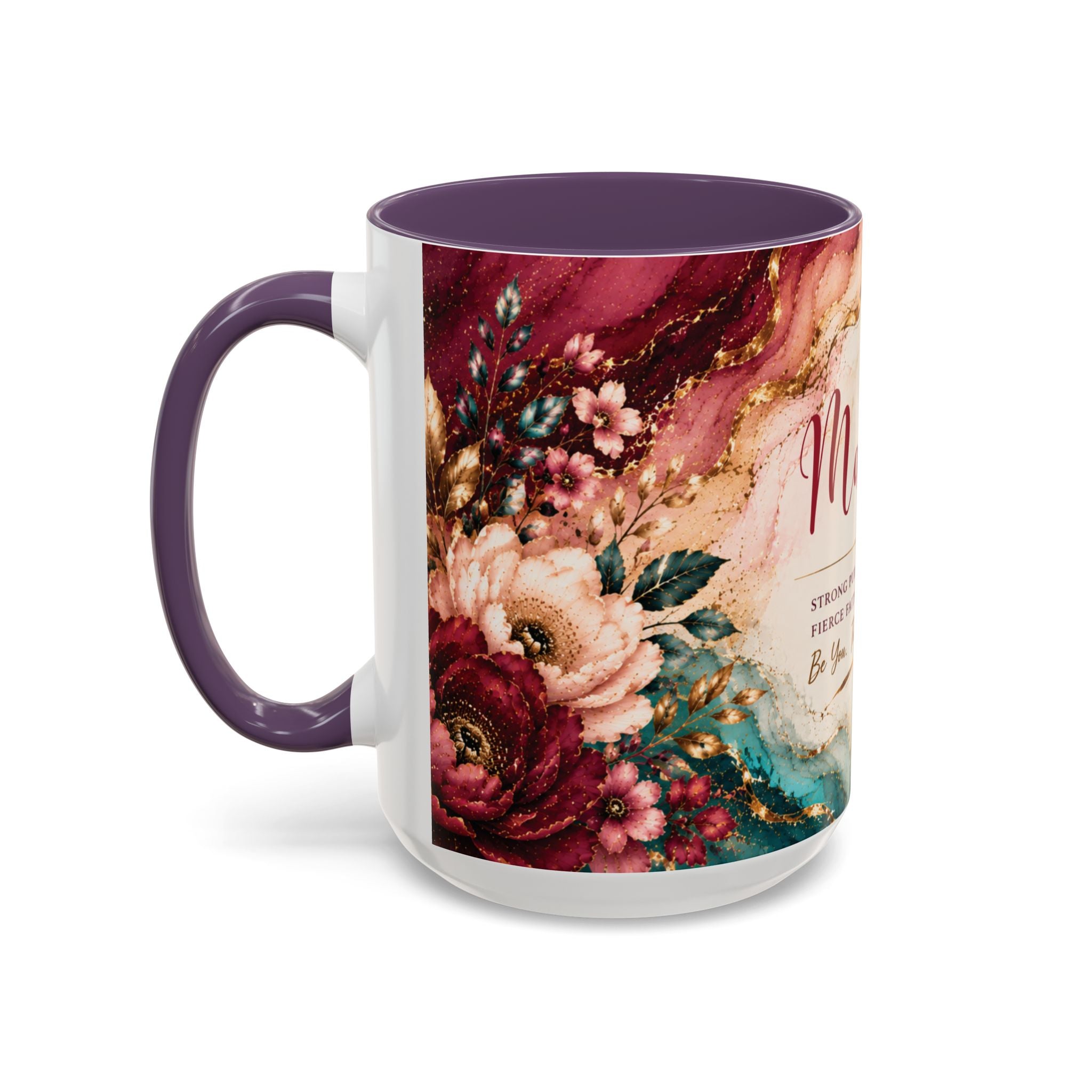 Personalized Name Mug for Women, Inspirational Color Handle Coffee Mug, 11 oz or 15 oz Gift for Her