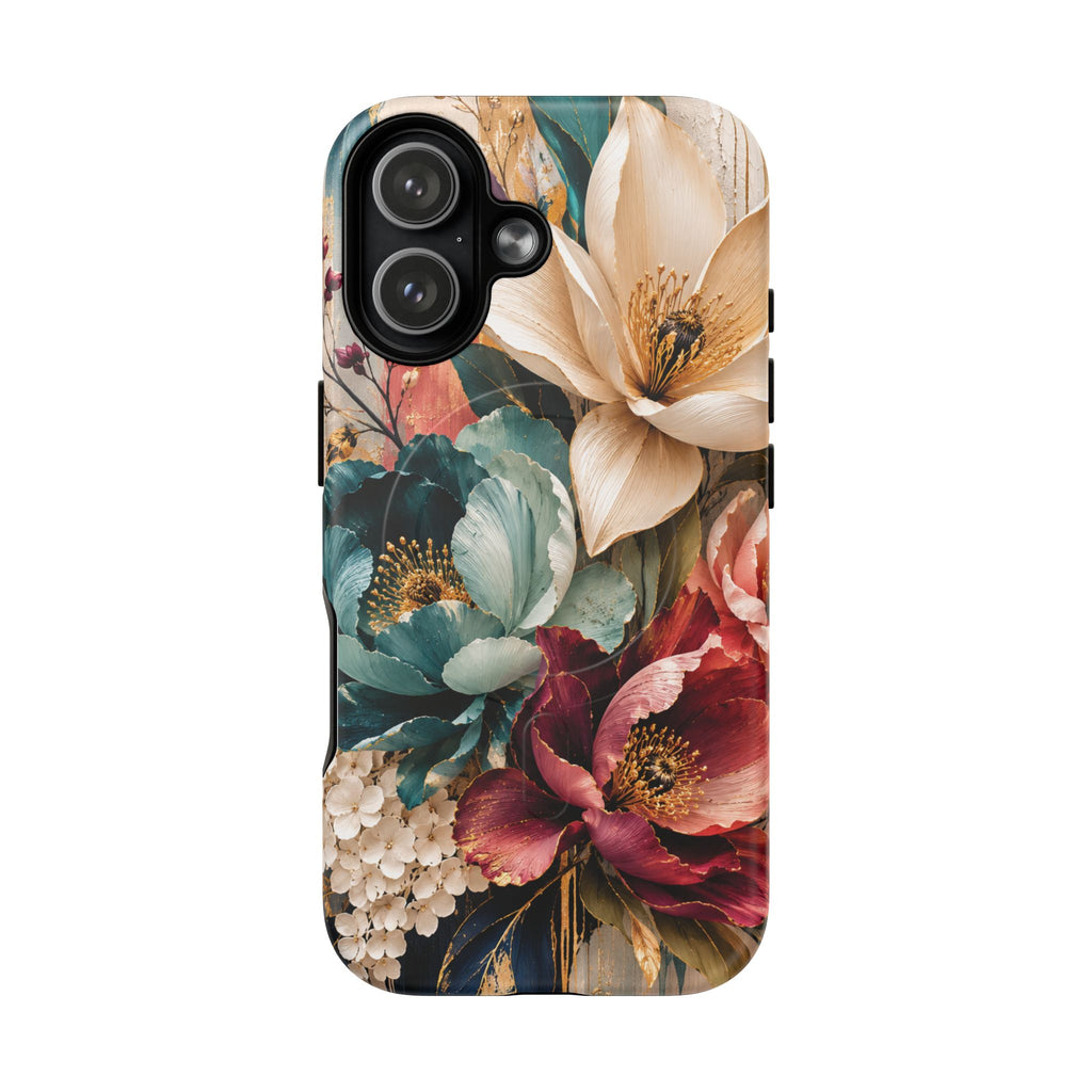 Vintage Floral Bouquet phone case Tough Magnetic Case Velvet Bloom Floral Art iPhone Case  Botanical Protective Case Samsung Modern Garden