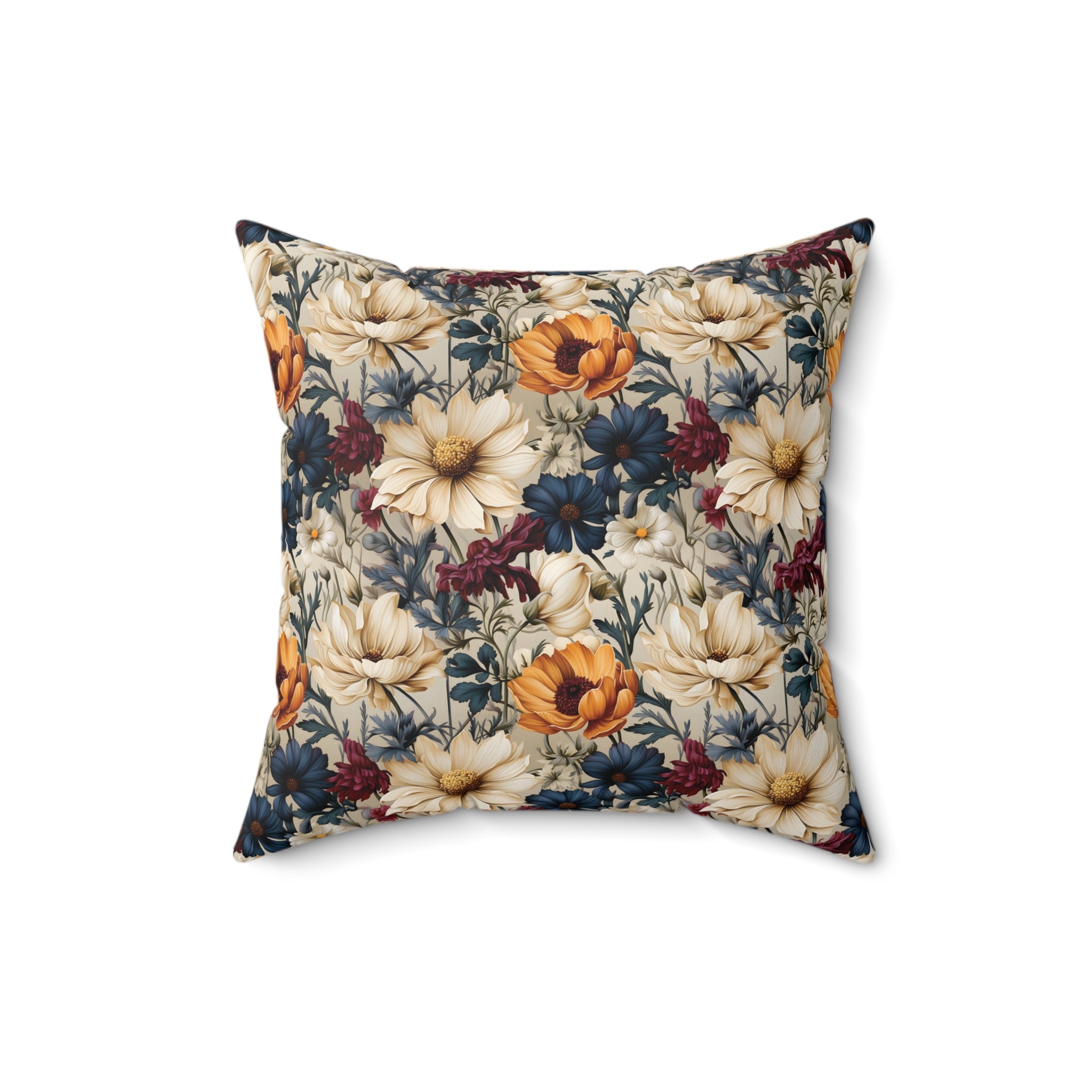 Boho Elegant Winter Floral Square Pillow Vibrant Floral Design Soft and Stylish Decorative Throw Pillow for Boho-Inspired Home Décor Bridal Shower - MRSBYVALLE