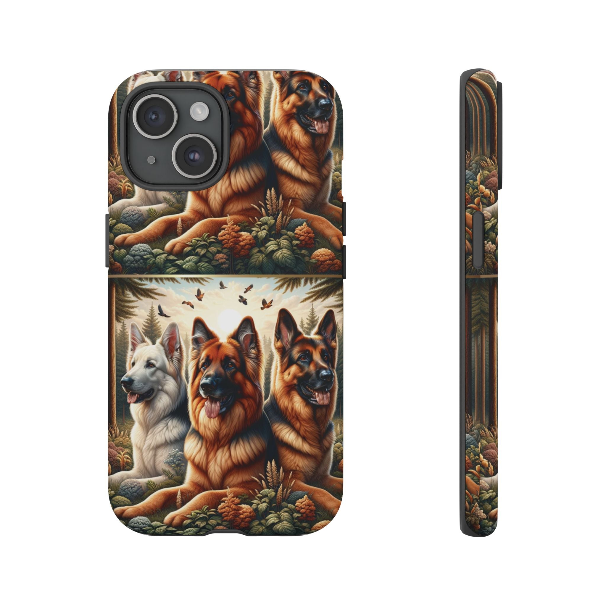 German Shepherd Phone Tough Case Floral Elegant Durable Dog Lover Devices iPhone 15, Samsung iPhone Samsung Accessory Gift for Her