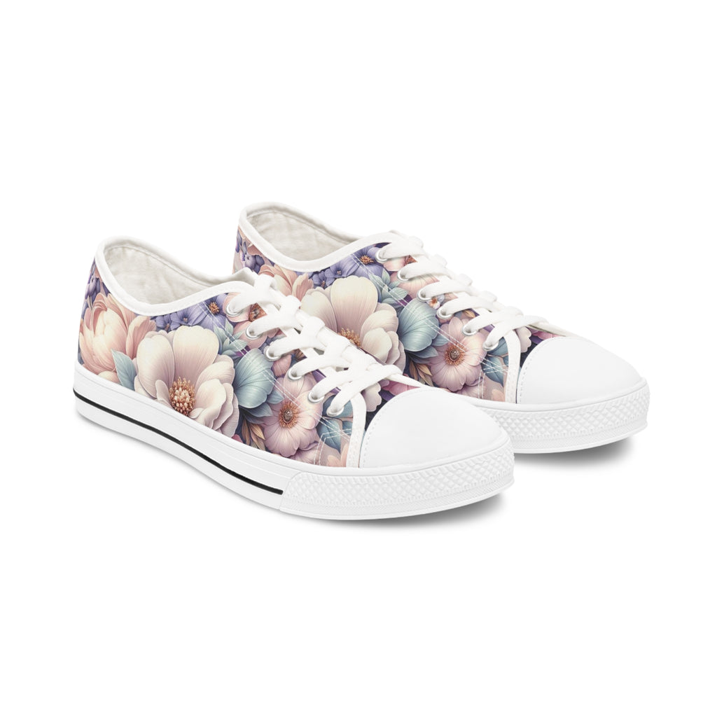 Women's Low Top Sneakers Breathable Polyester Canvas, Lightweight Stylish Floral Pastel Design, Comfortable All-Day Wear, Perfect for Walking and Everyday Activities - MRSBYVALLE