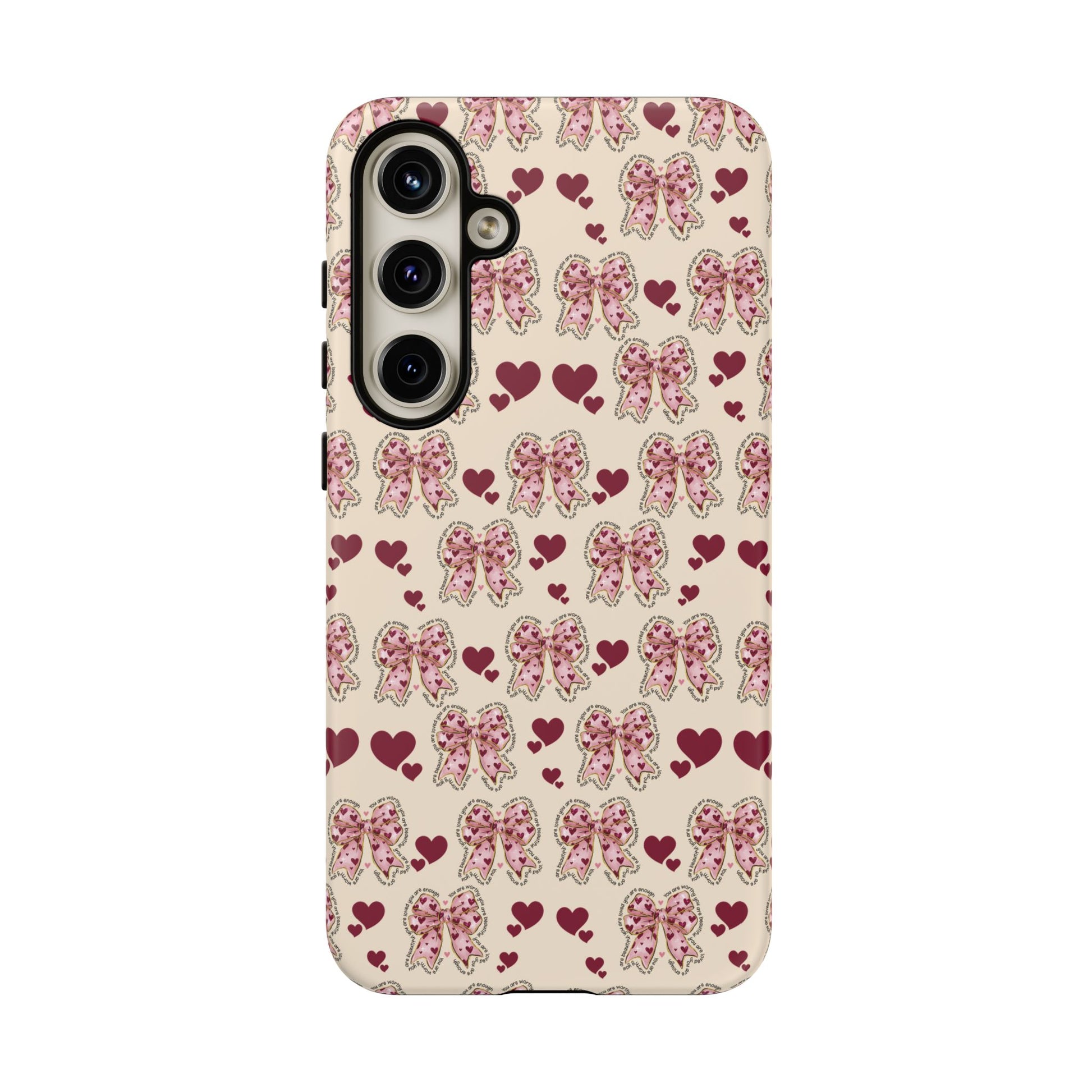 Charming Hearts & Pink Bows Phone Case Stylish & Durable Protection for Your Device | Scratch-Resistant, Slim Fit, and Lightweight Design for Everyday Use for iPhone & Android | Fresh Nature-Inspired Design!