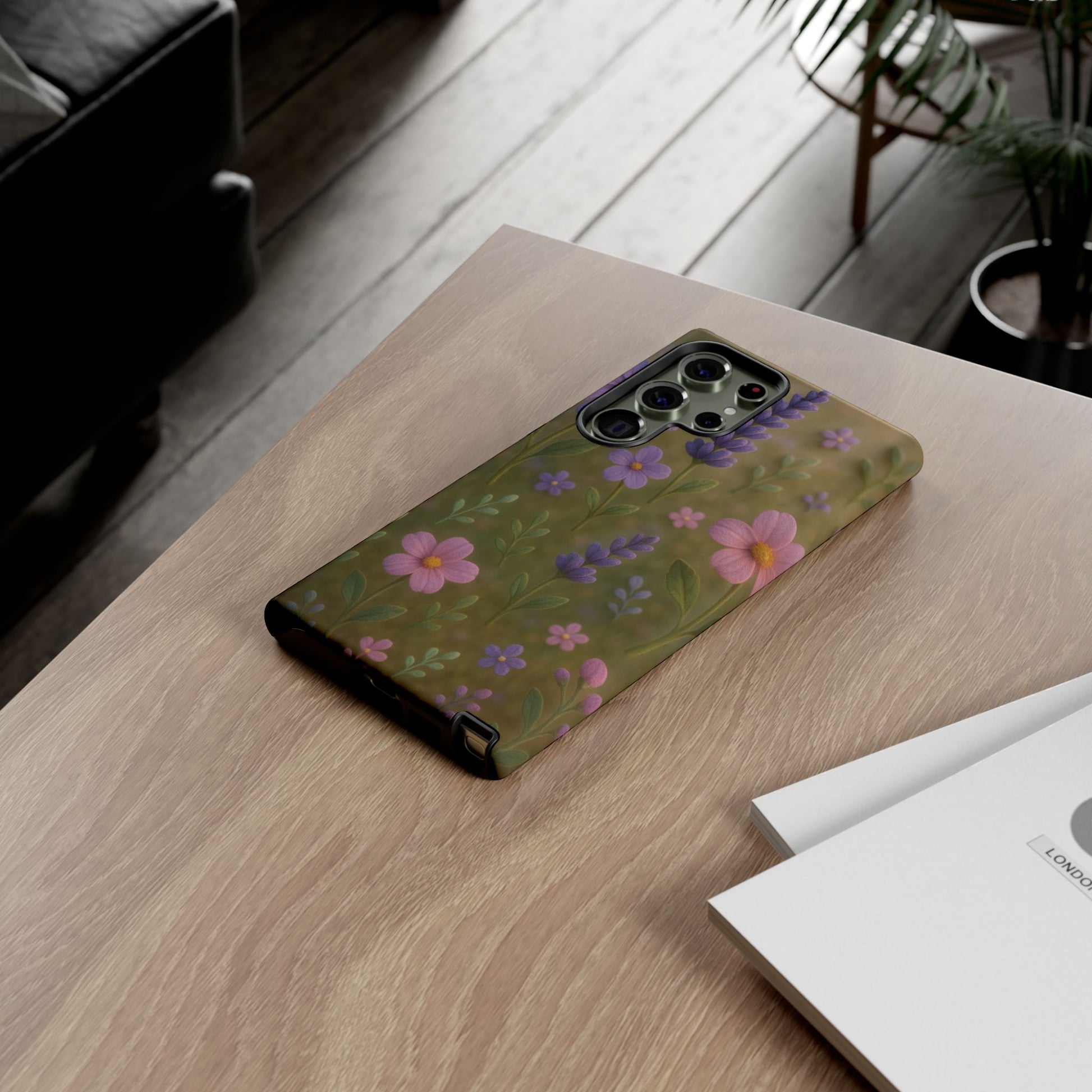 Pastel Flowers 3D Illusion Wildflower Phone Case Cute Pastel Floral Design in Lavender, Pink, Mint Green Aesthetic Protective Case for iPhone and  Android