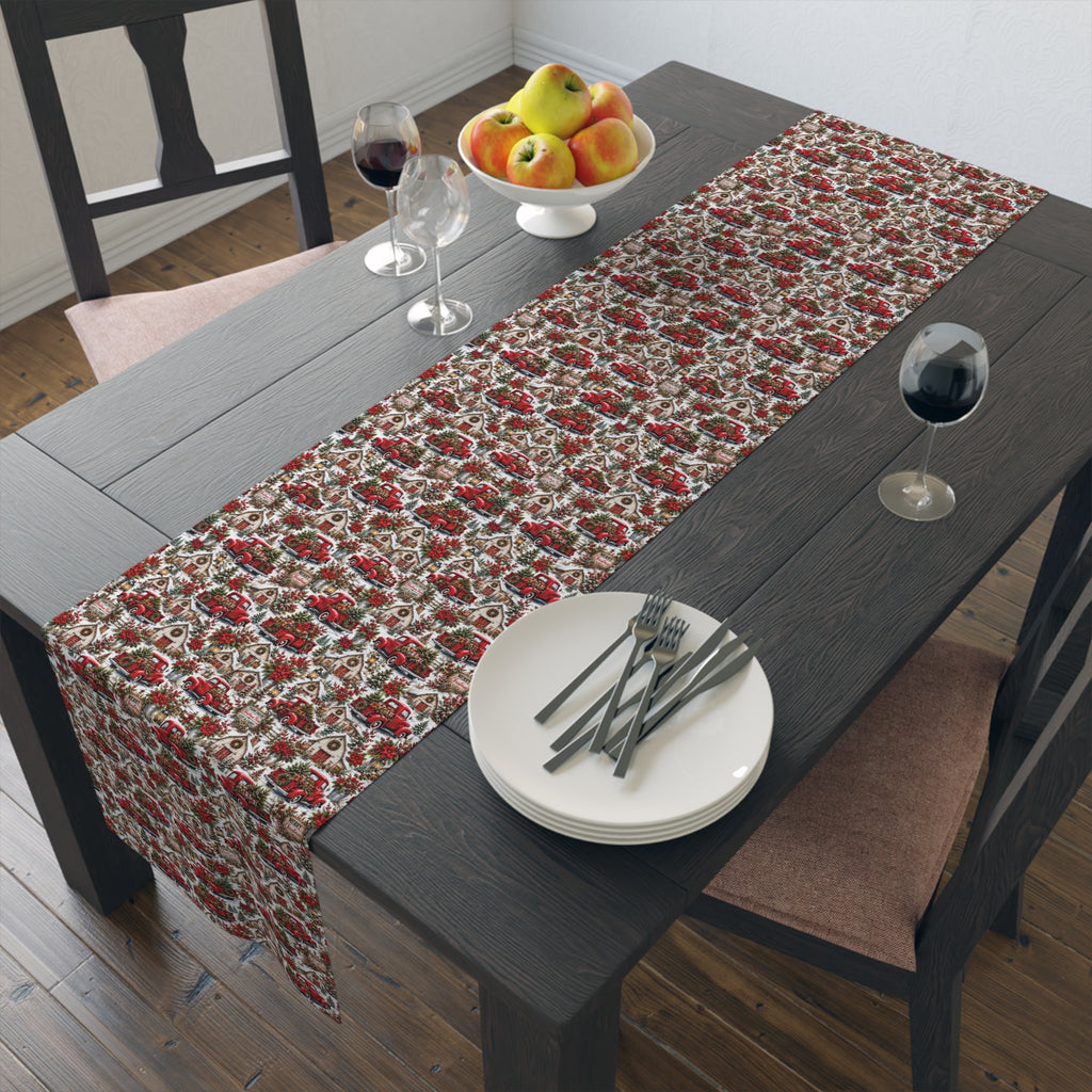 Autumn Harvest Table Runner — Rustic Farmhouse Cotton-Poly Dining Decor