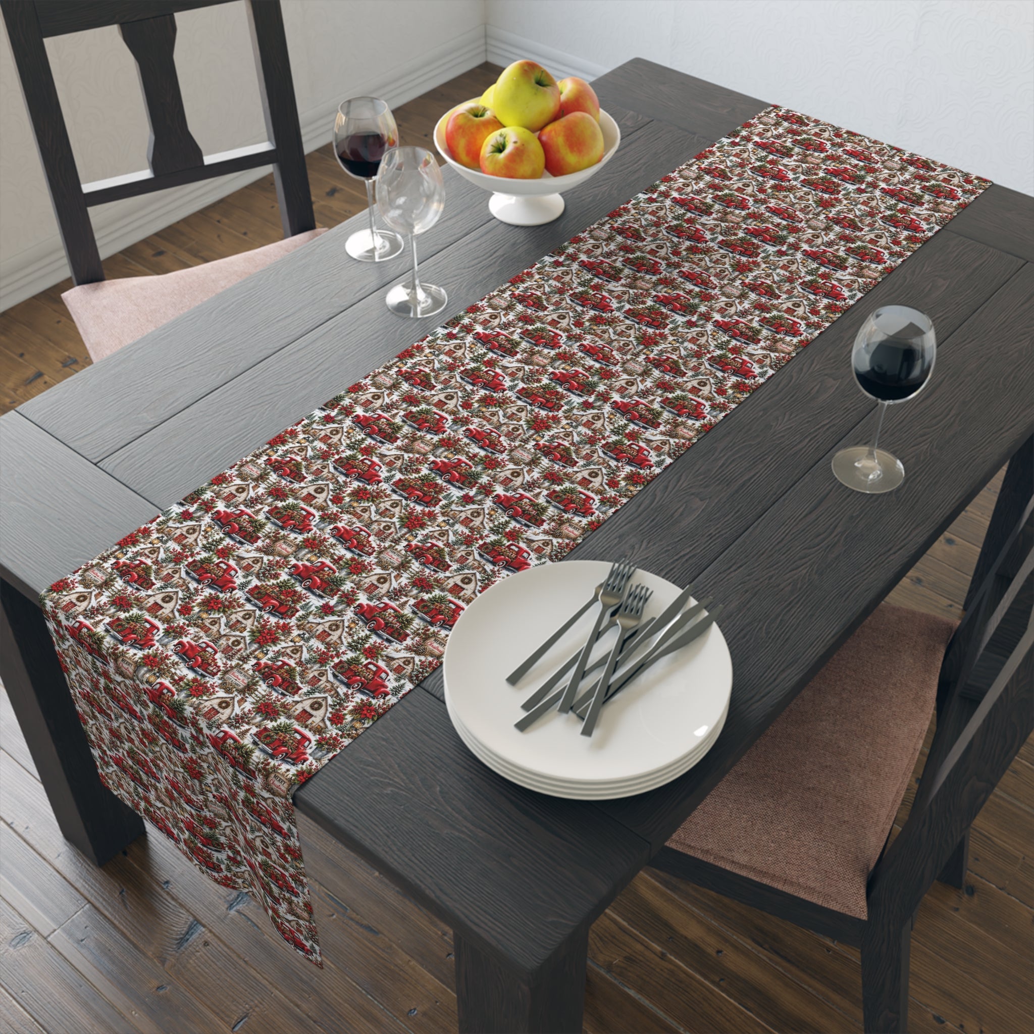 Autumn Harvest Table Runner — Rustic Farmhouse Cotton-Poly Dining Decor