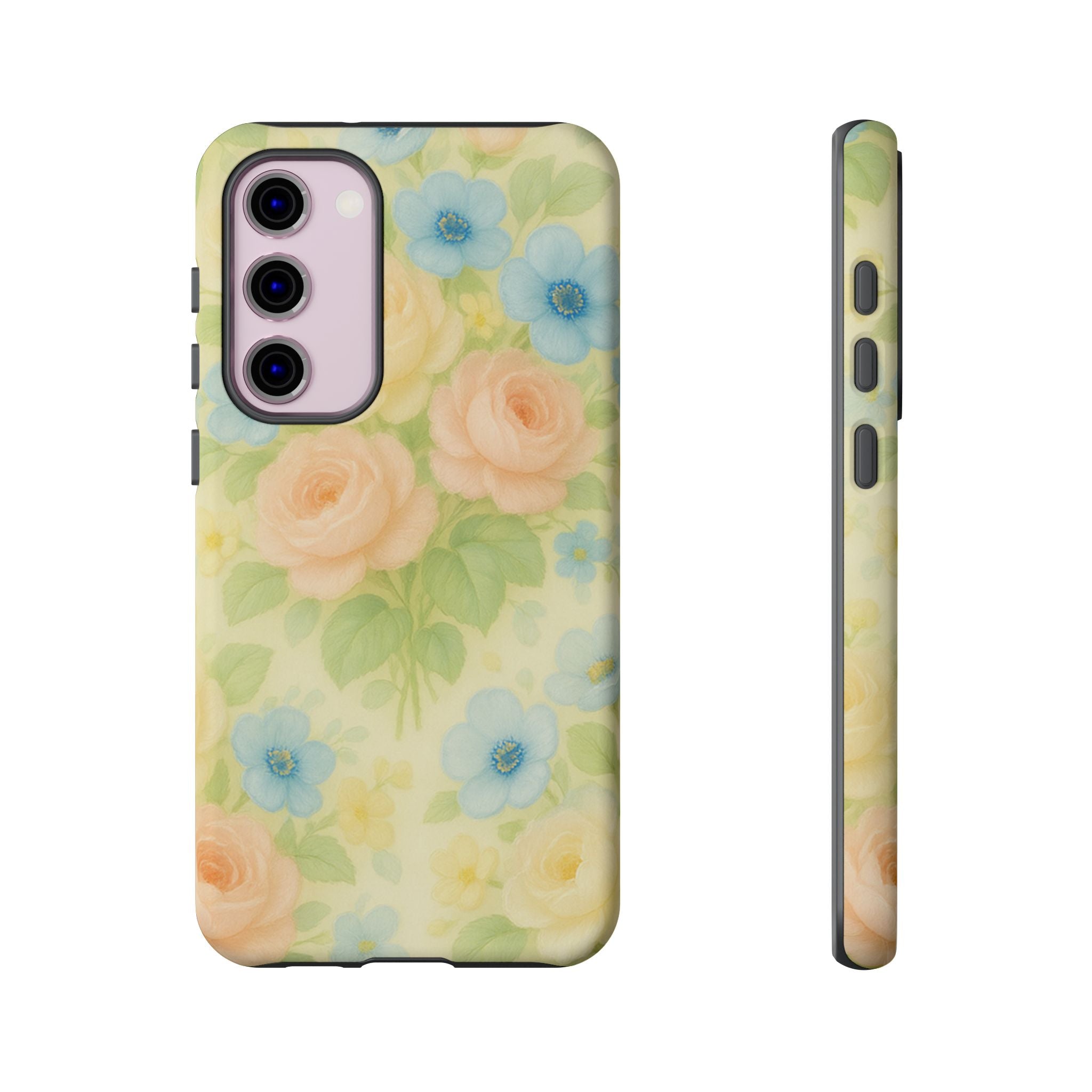 Pastel Yellow Vintage Floral Phone Case  Romantic Cottagecore Aesthetic, Soft Botanical Design, Protective Gift for Her, Fits iPhone & Samsung Models