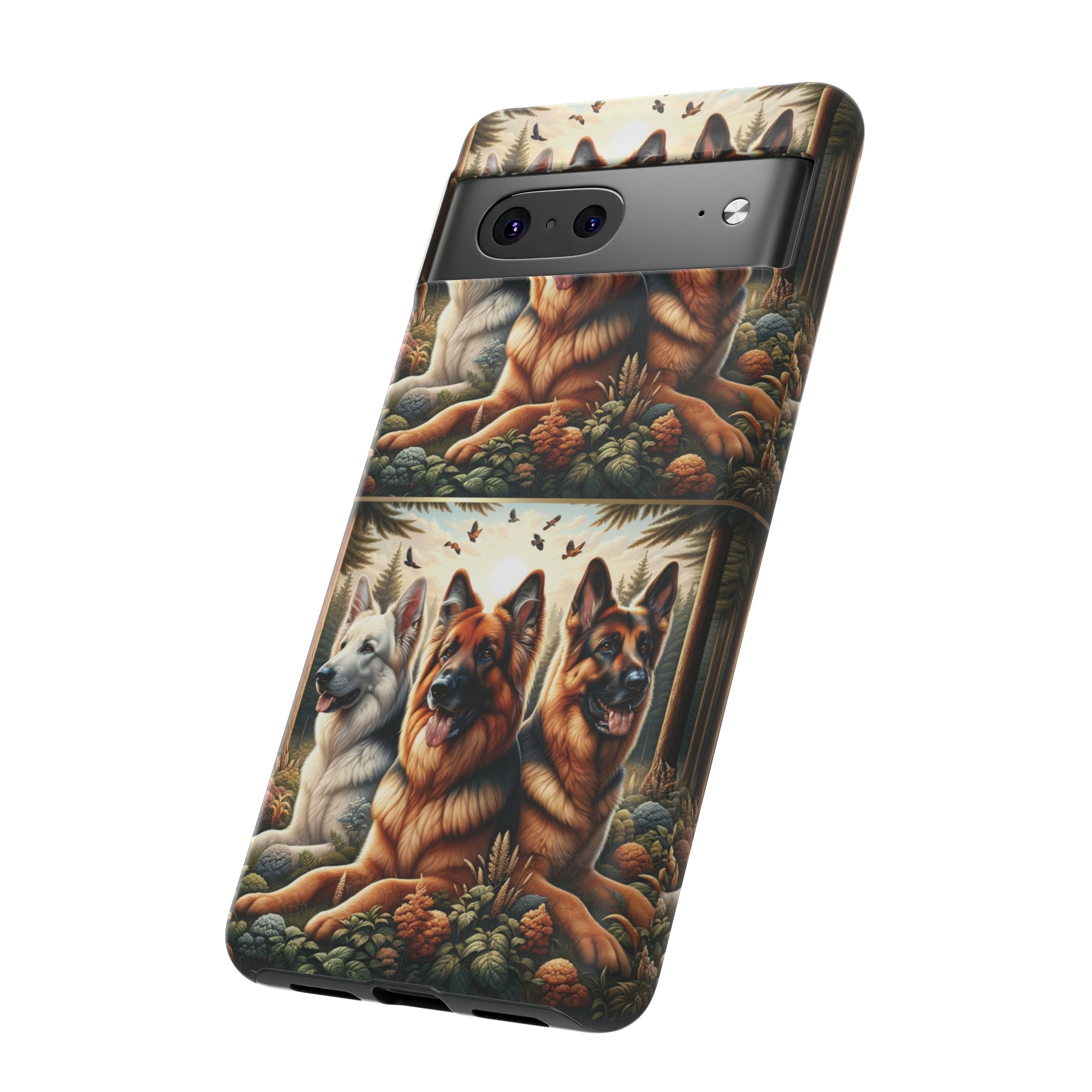 German Shepherd Phone Tough Case Floral Elegant Durable Dog Lover Devices iPhone 15, Samsung iPhone Samsung Accessory Gift for Her.