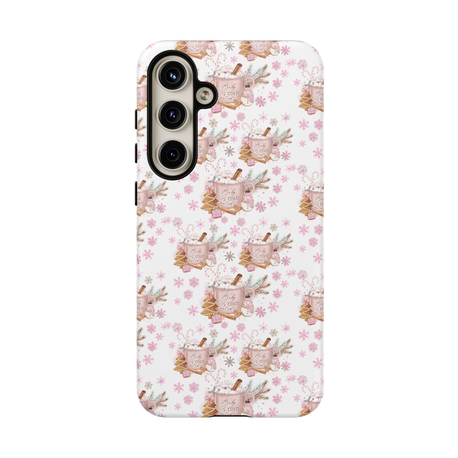 Baby it's Cold Outside Pink and White Phone Case Unique Holiday Protection for Your Device | Stylish & Durable Cover Gift for Her Phone 15, Samsung iPhone Samsung Accessory Gift for Her