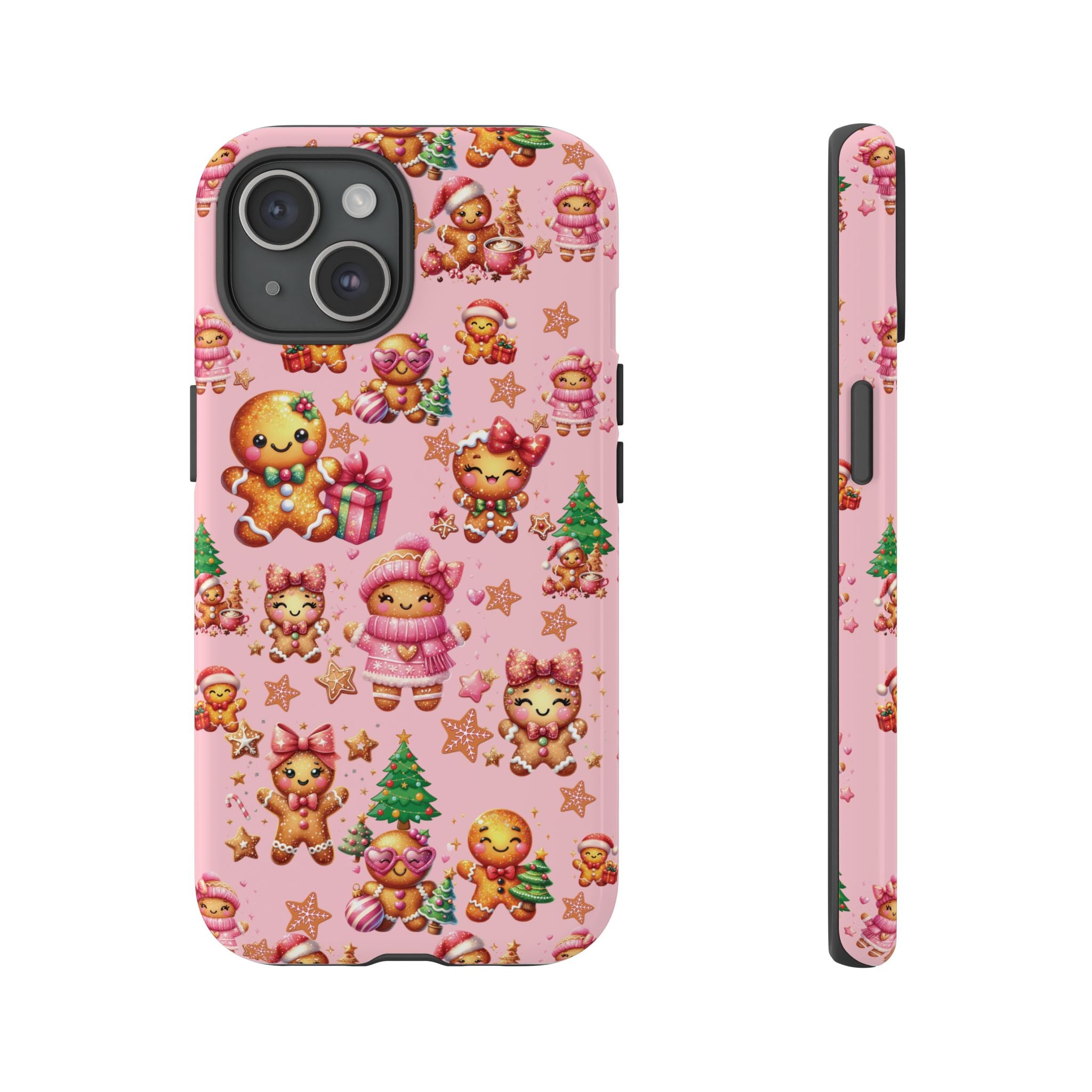 Adorable Pink Gingerbread Girl Phone Case Girly Holiday Vibes, Sweet Christmas Aesthetic, Cute & Festive Gift Idea for Her, Fun Protective Cover