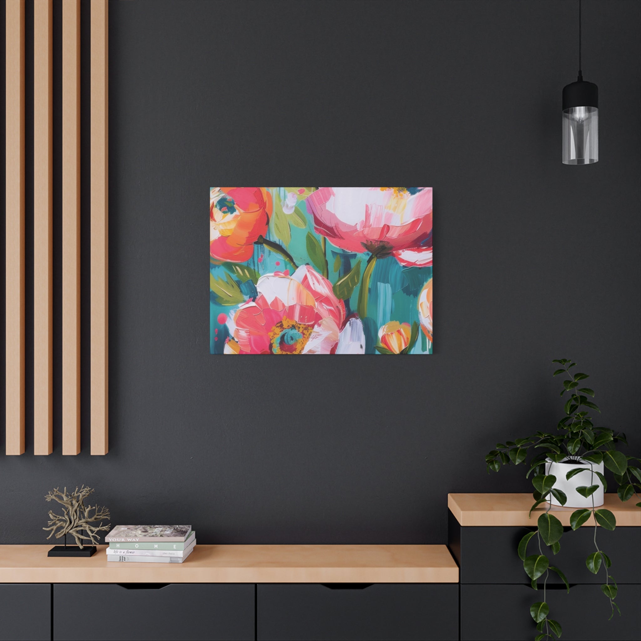 Unique Boho Floral Wall Art Matte Canvas Stretched, Vibrant Botanical Design, Perfect for Living Room, Bedroom, or Office Decor, Adds a Stylish Touch to Any Space - MRSBYVALLE
