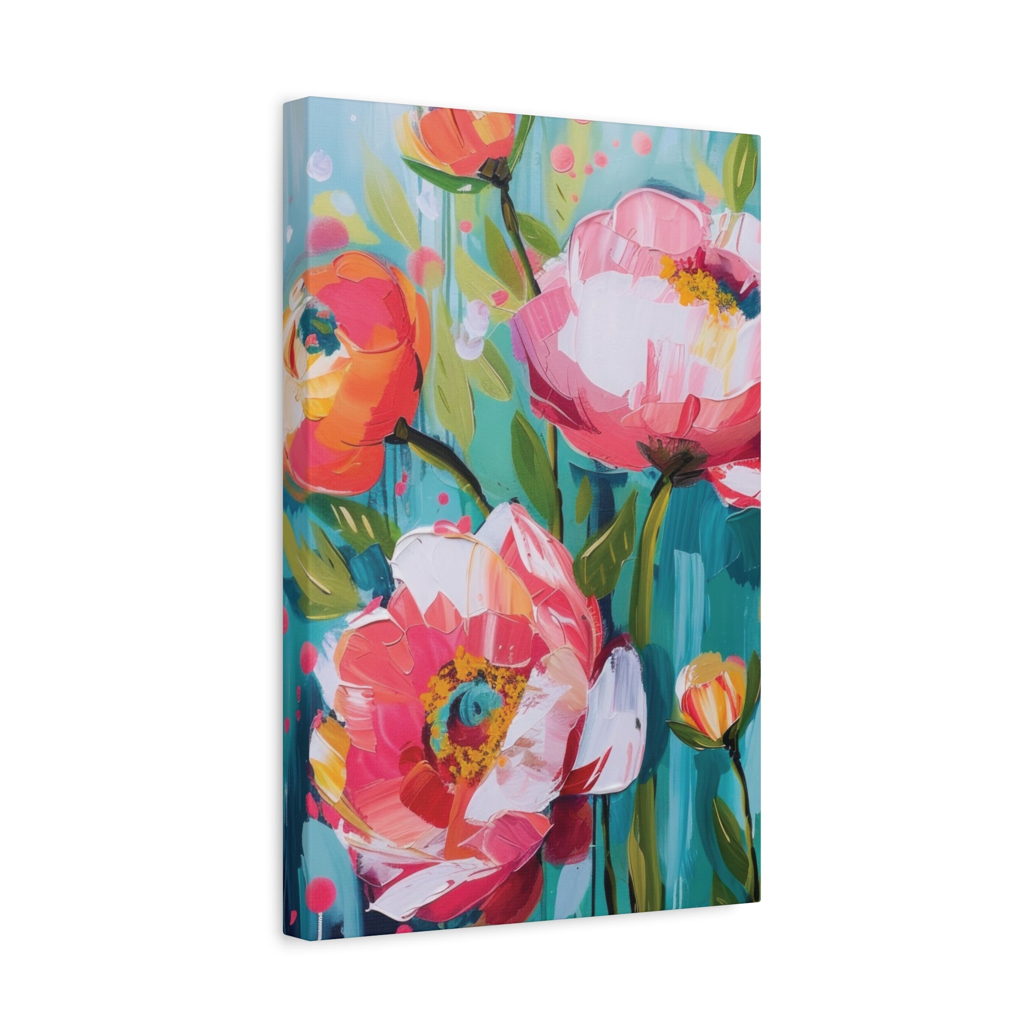 Unique Boho Floral Wall Art Matte Canvas Stretched, Vibrant Botanical Design, Perfect for Living Room, Bedroom, or Office Decor, Adds a Stylish Touch to Any Space - MRSBYVALLE