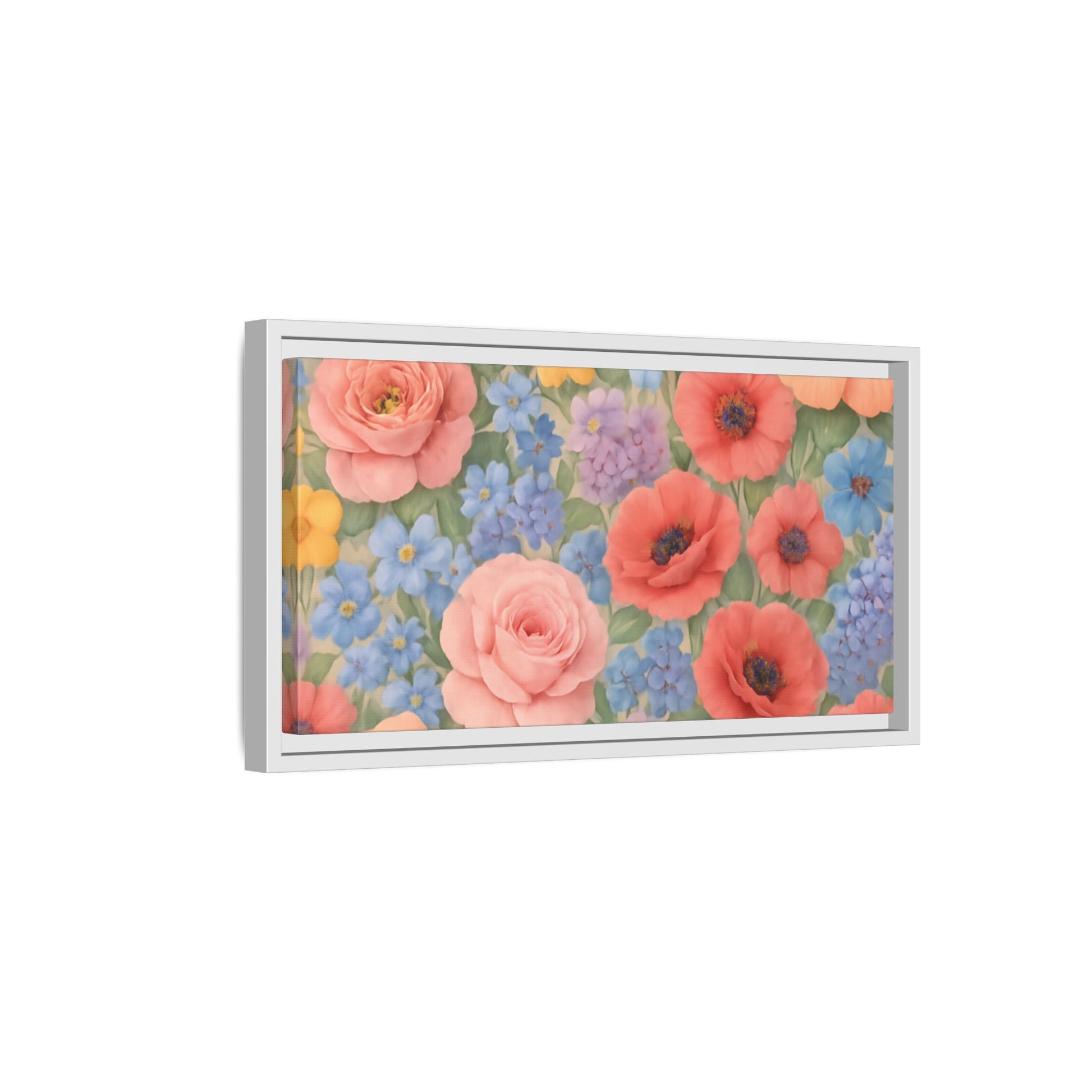 Luxury Framed Floral Canvas – Bold Multi-Color Botanical Wall Art, Elegant Nature-Inspired Accent for Living Room, Bedroom, or Office Décor Gift for Mom