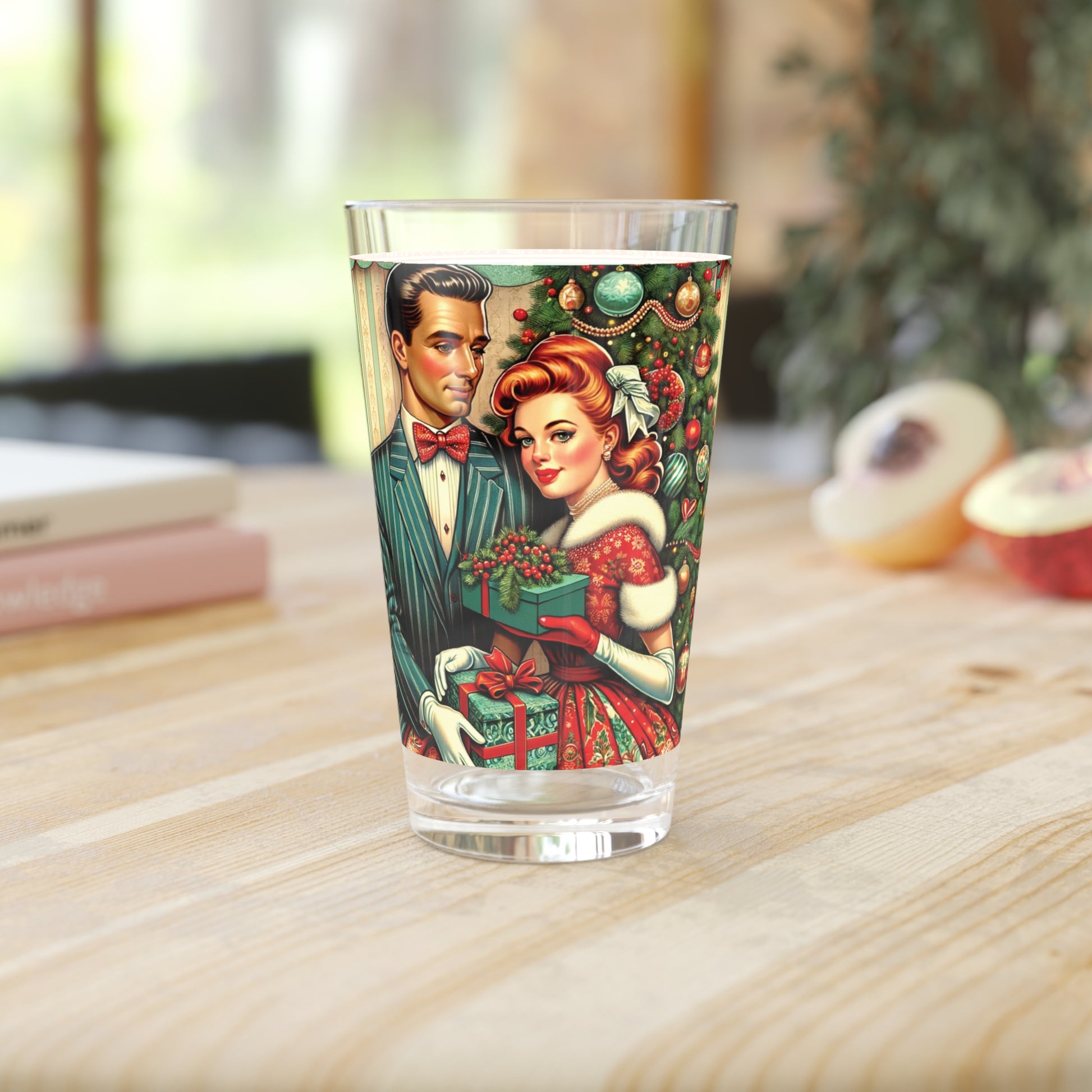 Vintage Retro Radiance 16 oz Pint Glass Featuring 50s Franciscan Diamond Starburst Kitsch Christmas Card Art Party Drinkware, Cocktail Glass Housewarming Perfect Gift Party Drinkware, Cocktail, Wedding Perfect for Parties - MRSBYVALLE