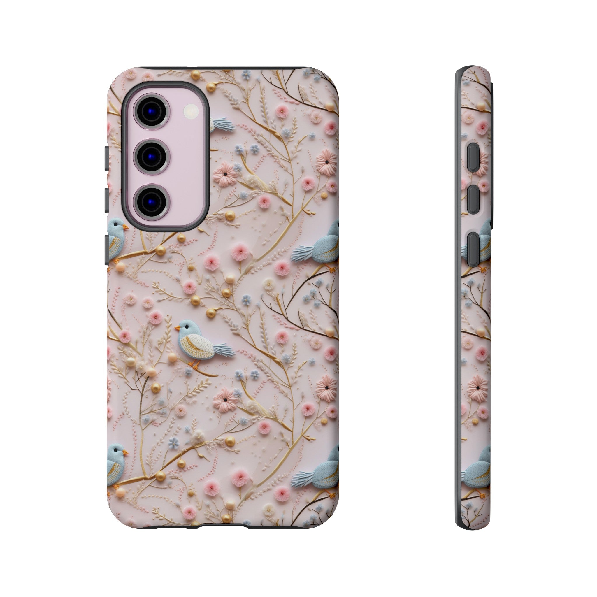3D Birds Elegant Faux Flowers Phone Case Stylish & Durable for iPhone Samsung Gift iPhone 15, 14, 13 Samsung Pixel Gift for Mom Accessory Gift for Her