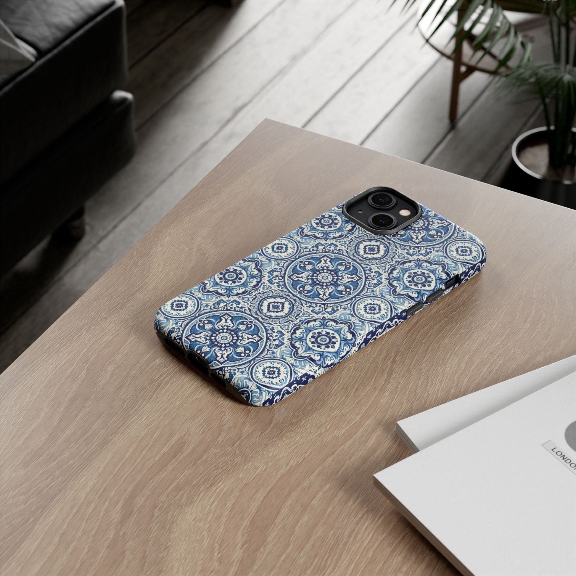 Azulejo Tile Phone Case Elegant Mediterranean Blue Porcelain Design iPhone 17, 16, 15, Samsung iPhone Samsung Accessory Gift for Her