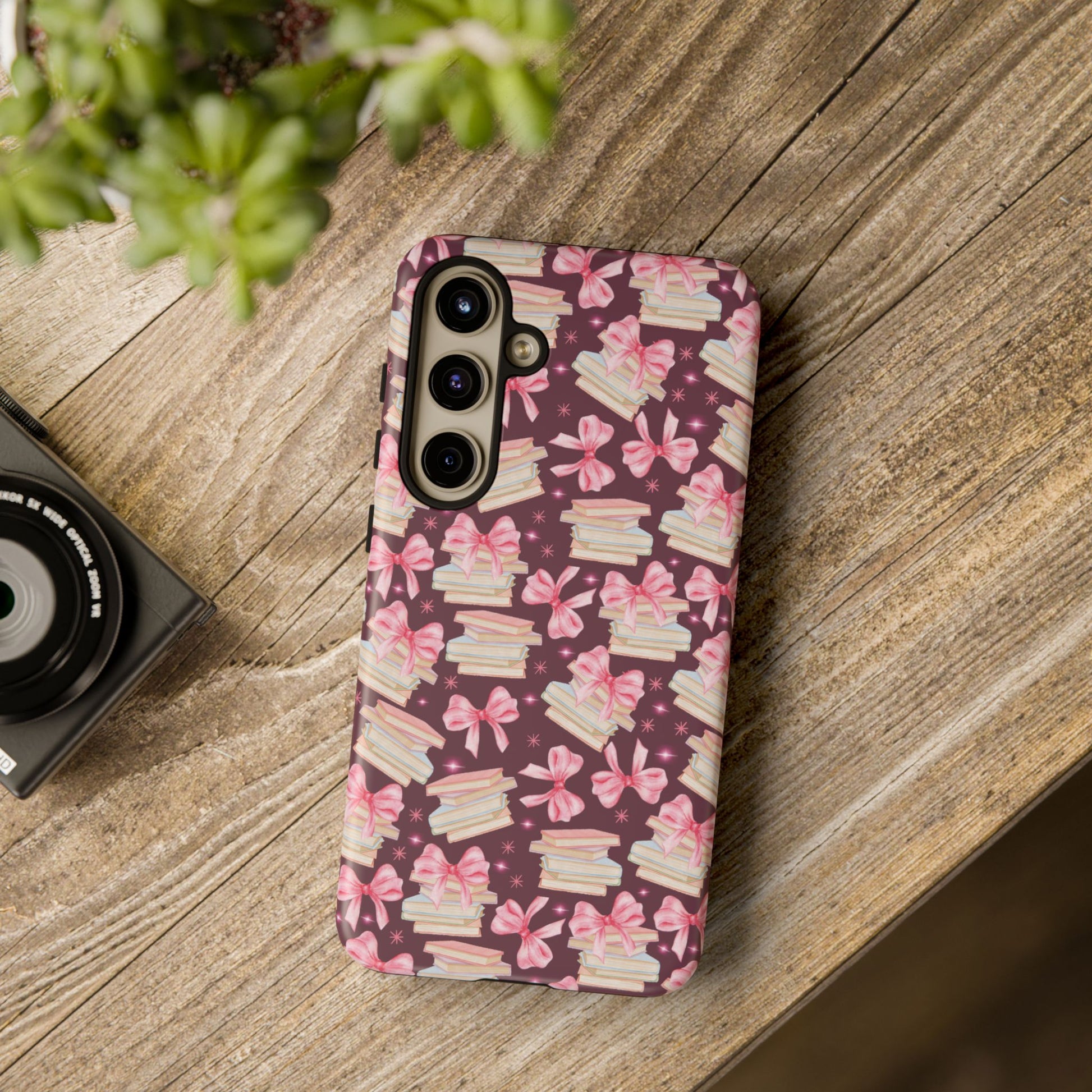 Coquette Pink Bows & Books Phone Case for iPhone 16 15 14 13 12  21 23 Samsung, and Pixel | Stylish Protective Cover Gift for Her Perfect for Floral Lover