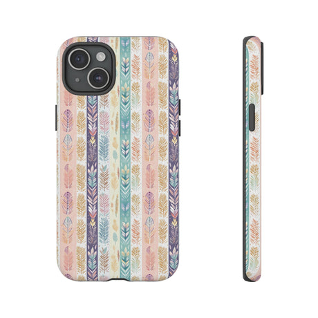 Boho Pastel Feathers Modern Watercolor Abstract Phone Case Compatible with iPhone, Samsung & More - Stylish, Durable Protection with Vibrant Artistic Design Perfect Gift for Her