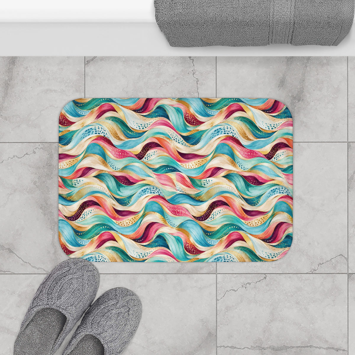 Colorful Wave Memory Foam Bath Mat