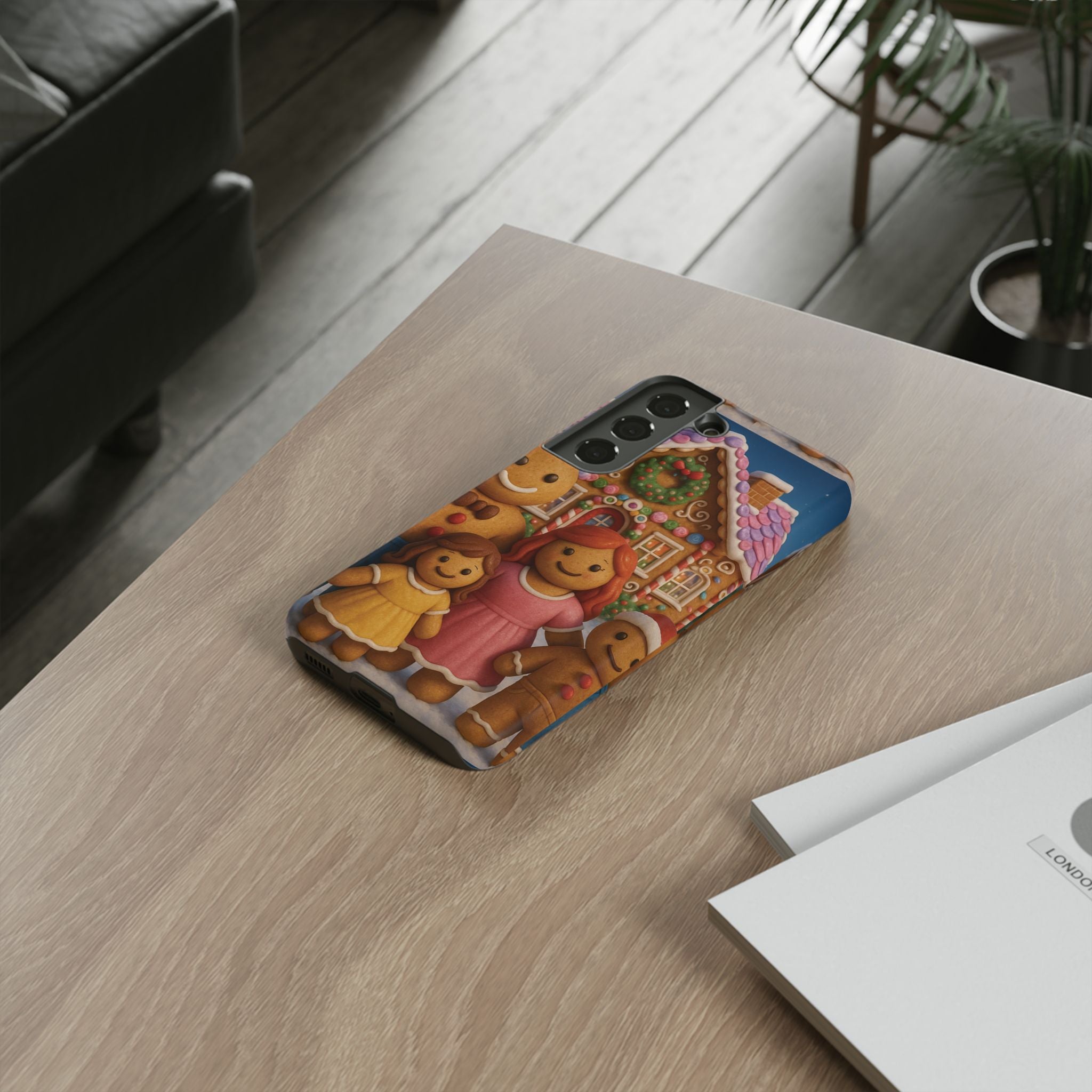 Coque de téléphone esthétique Famille en Pain d'Épices – Design d'inspiration vintage sur le thème de Noël – Étui stylé pour modèles iPhone et Samsung Galaxy