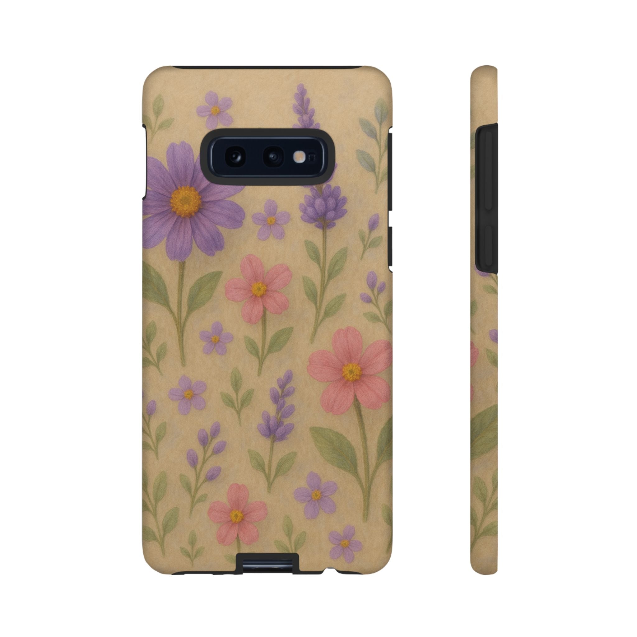 3D Illusion Wildflower Phone Case Cute Pastel Floral Design in Lavender, Pink, Mint Green – Aesthetic Protective Case for iPhone and  Android