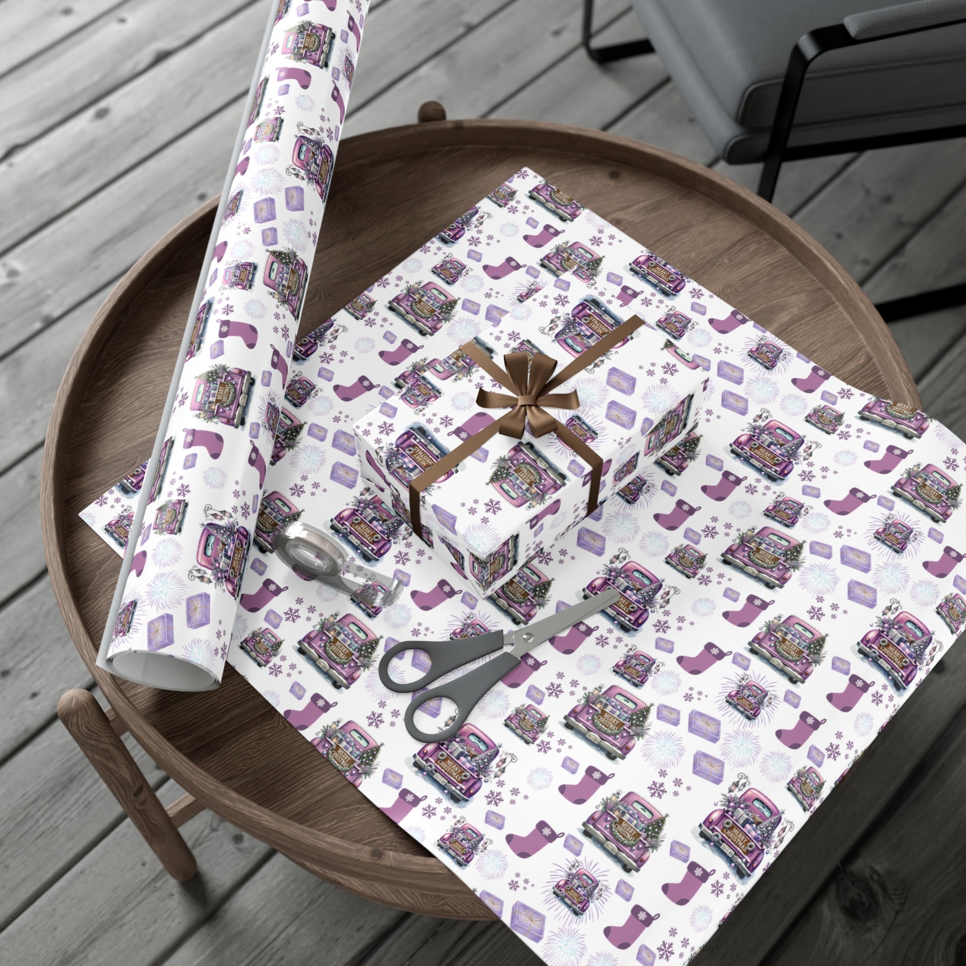 Elegant Lavender Christmas Wrapping Paper Soft Pastel Design with Snowflakes and Sparkling Accents, Perfect for Adding a Unique Touch to Your Holiday Gifts - MRSBYVALLE