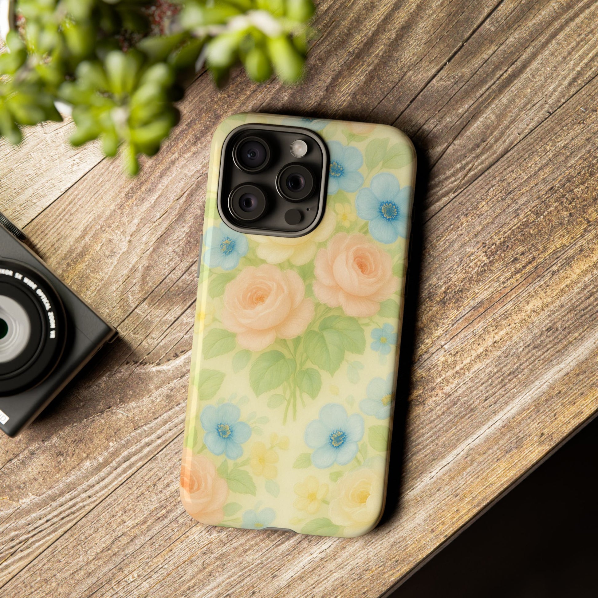 Pastel Yellow Vintage Floral Phone Case  Romantic Cottagecore Aesthetic, Soft Botanical Design, Protective Gift for Her, Fits iPhone & Samsung Models