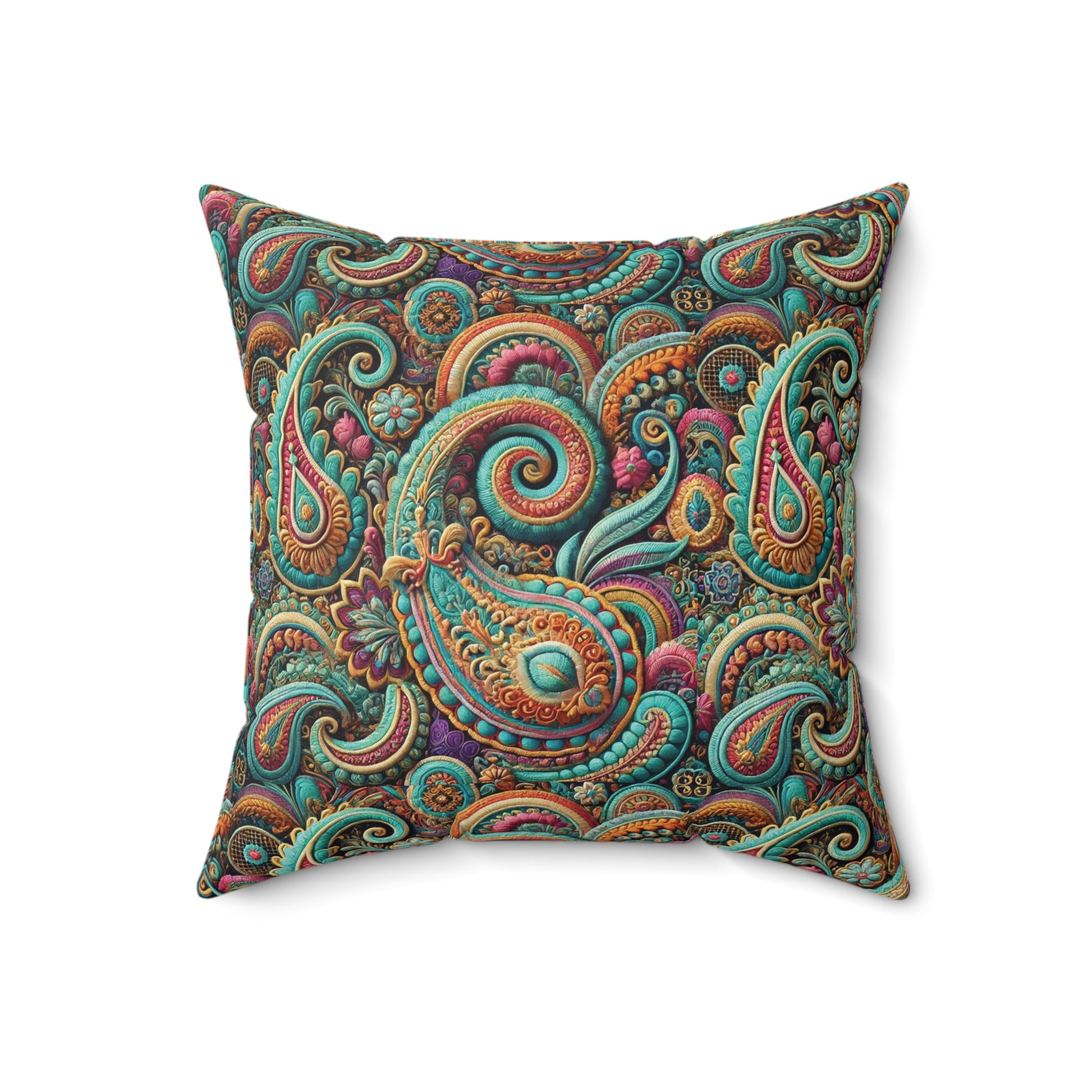 Paisley Floral Pastel Square Pillow Stylish Home Decor Accent for Living Room, Bedroom, or Gifts | Soft & Durable 100% Polyester with Double-Sided Print