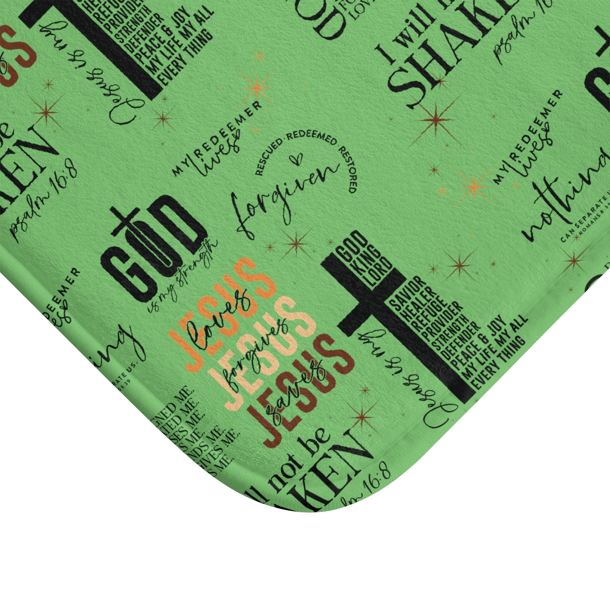 Christian Bath Mat with All-Over Jesus Quotes & Bible Verses – Non-Slip, Absorbent, Machine Washable, Soft Memory Foam, Faith Decor for Home Bathrooms Comfort Home