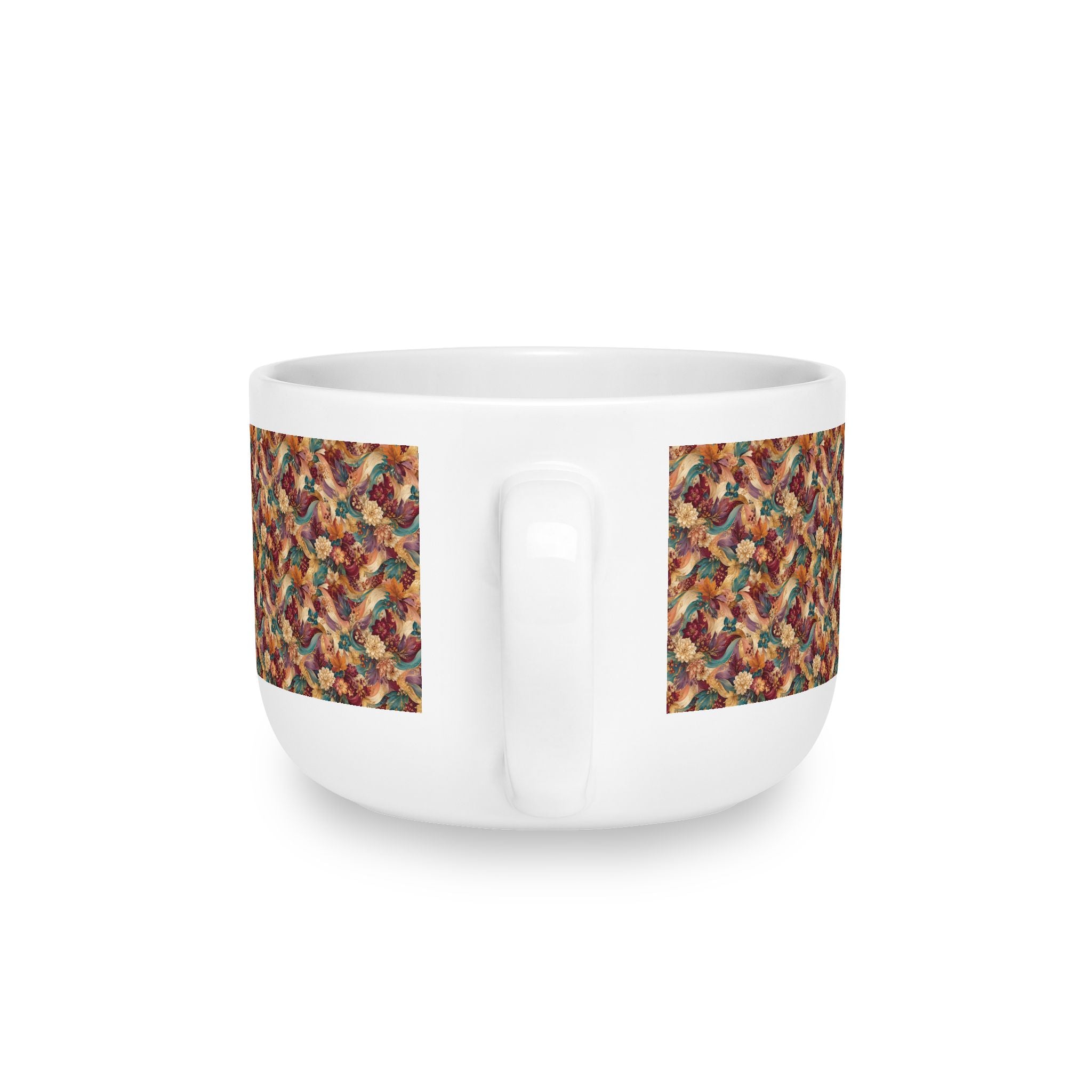 Autumn Knit Pattern Latte Mug — 25oz Ceramic Coffee Cup Gift for Mom