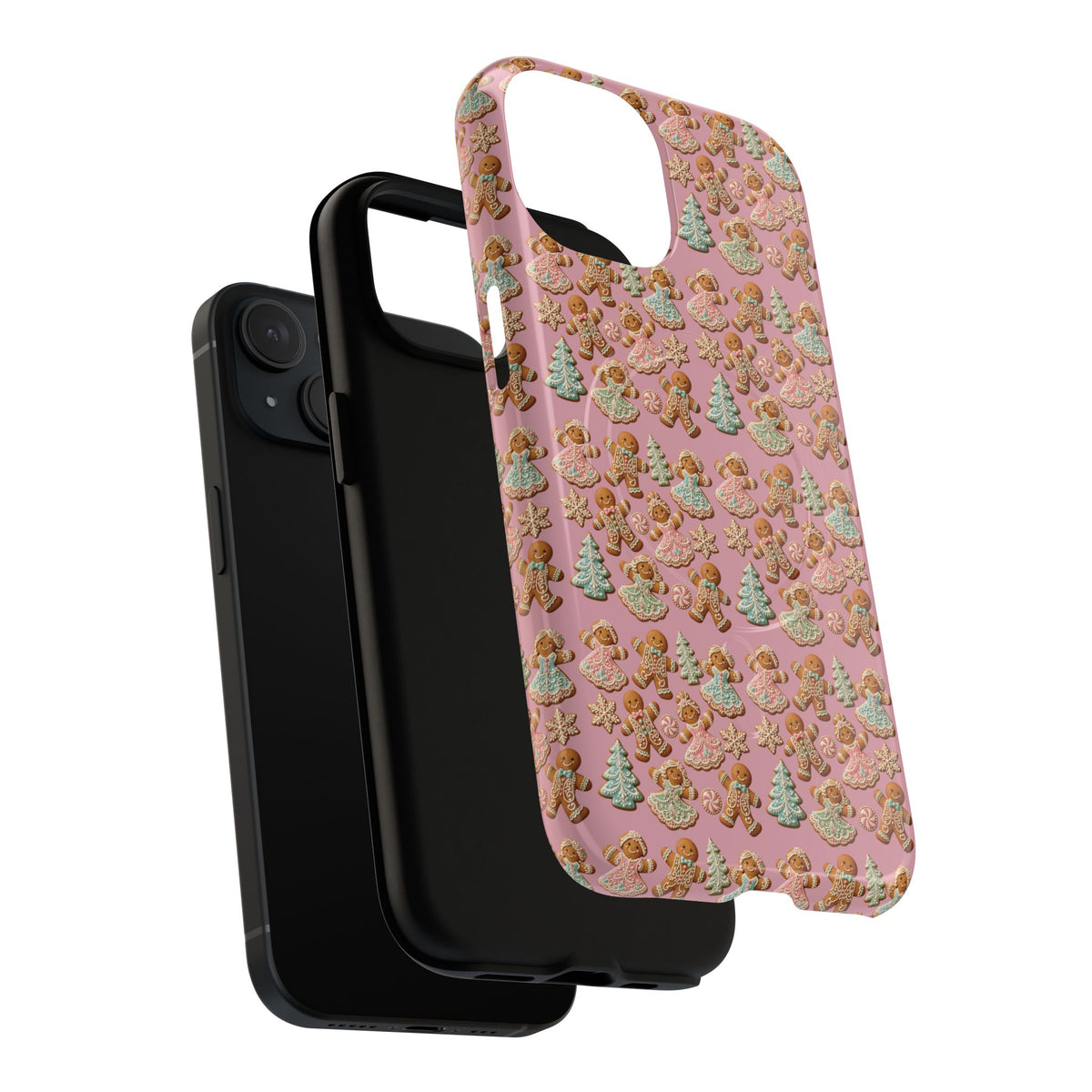 Phone Case — Pink Gingerbread Cookies Pattern Tough Magnetic Case