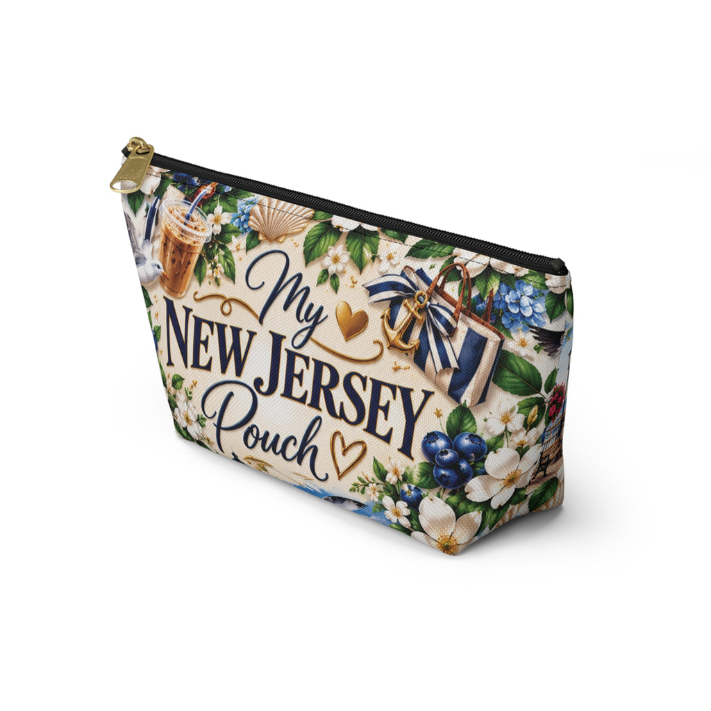 My New Jersey Pouch — Coastal Accessory Pouch with T‑Bottom (Beach Floral Design)
