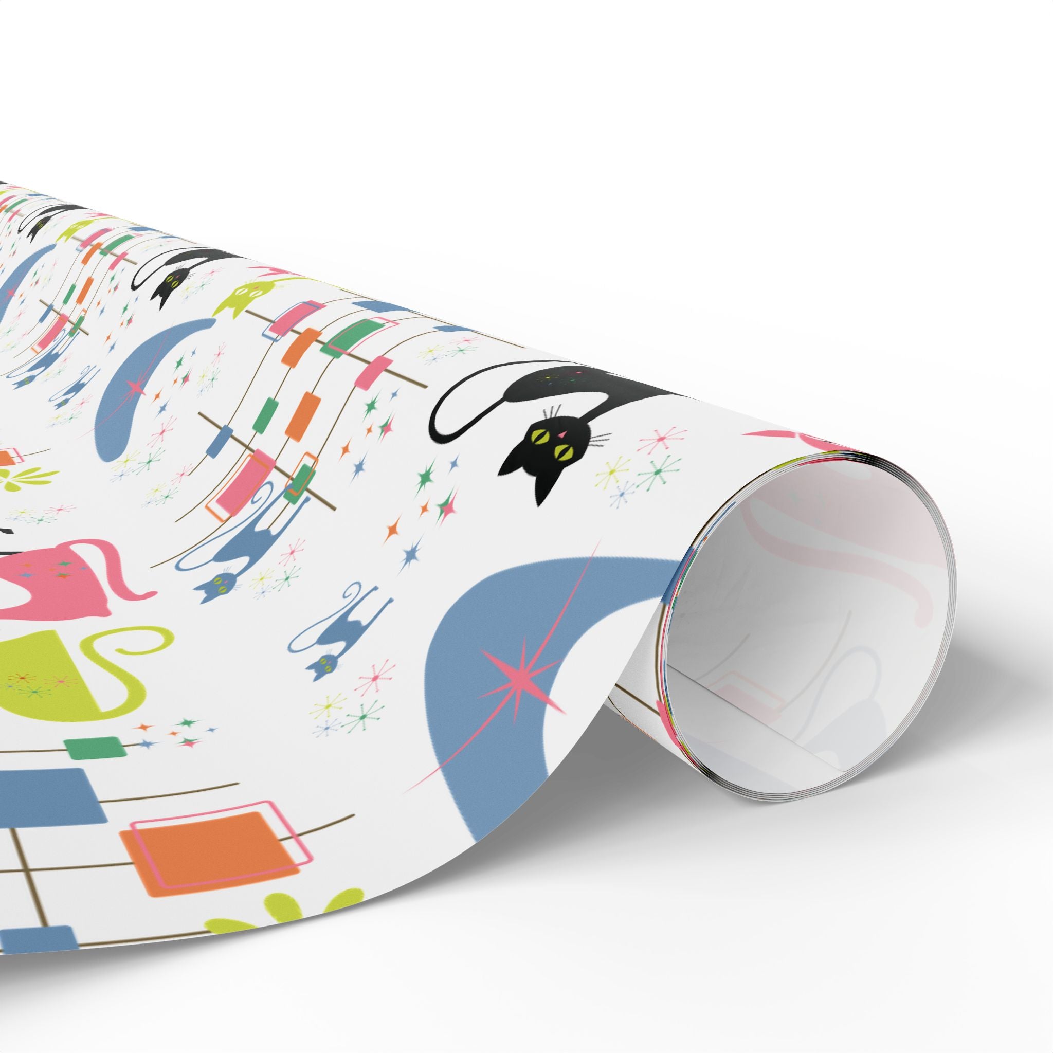 Atomic Kitty Retro Wrapping Paper — Retro Cat Gift Wrap