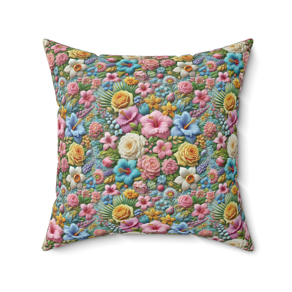Pastel Floral Pillow Cover – Elegant Decorative Throw Cushion with Soft, Vibrant Flower Design, Perfect for Stylish Home Décor and Cozy Living Spaces - MRSBYVALLE