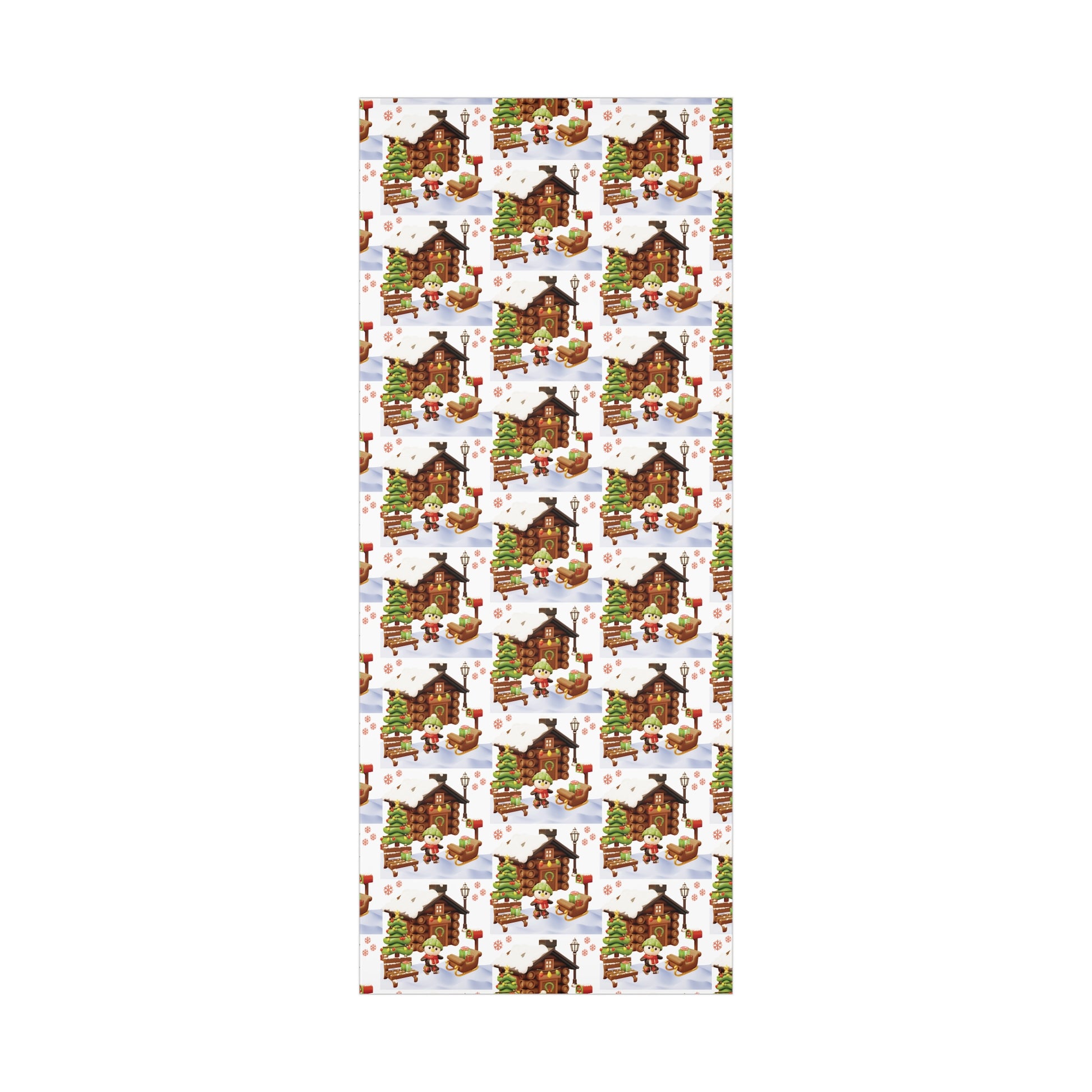 3D Illusion Penguin Wrapping Paper Cute Winter Penguin & Snow Cabin Scene, Festive Christmas Gift Wrap, Holiday Present Paper in 3 SizesPerfect for Seasonal Gifting