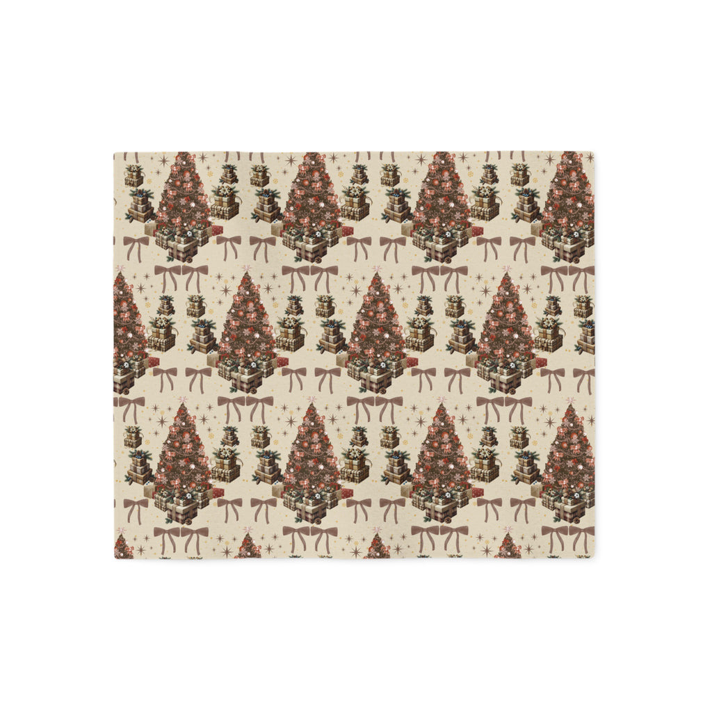 Cozy Brown Christmas Blanket | Soft Holiday Sweatshirt Throw with Tree Pattern