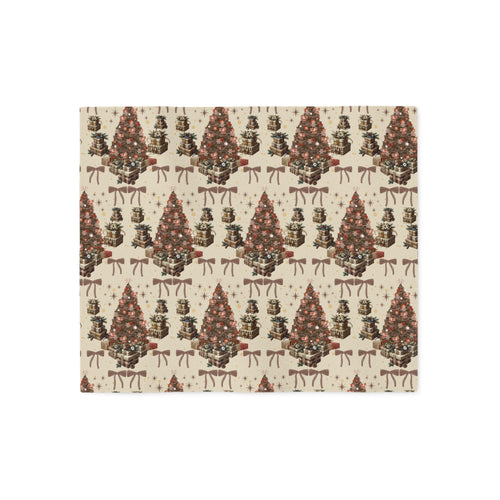 Cozy Brown Christmas Blanket | Soft Holiday Sweatshirt Throw with Tree Pattern