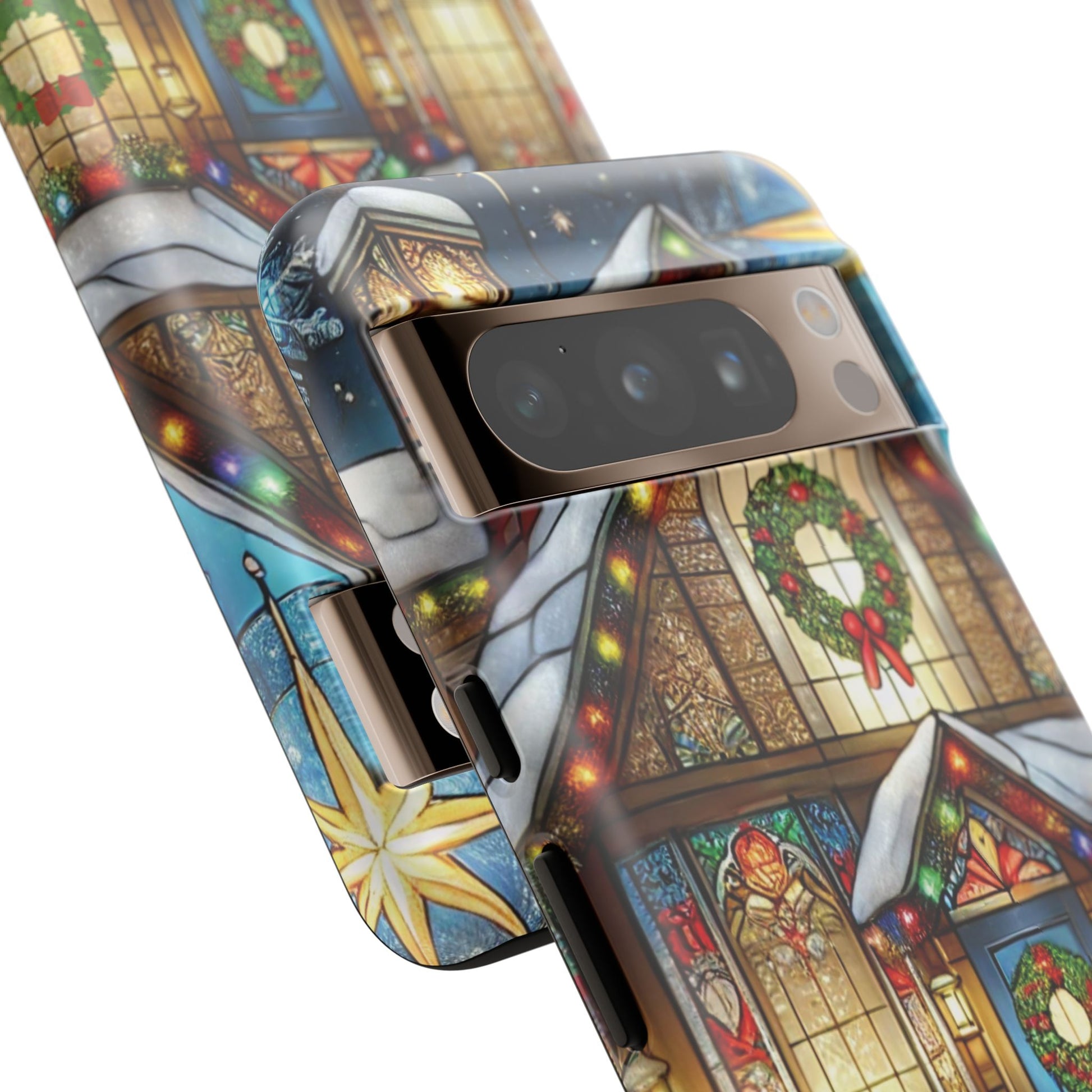 Stain Glass Christmas Phone Case Unique Holiday Protection for Your Device | Stylish & Durable Cover Gift for Her Phone 15, Samsung iPhone Samsung Accessory Gift for Her