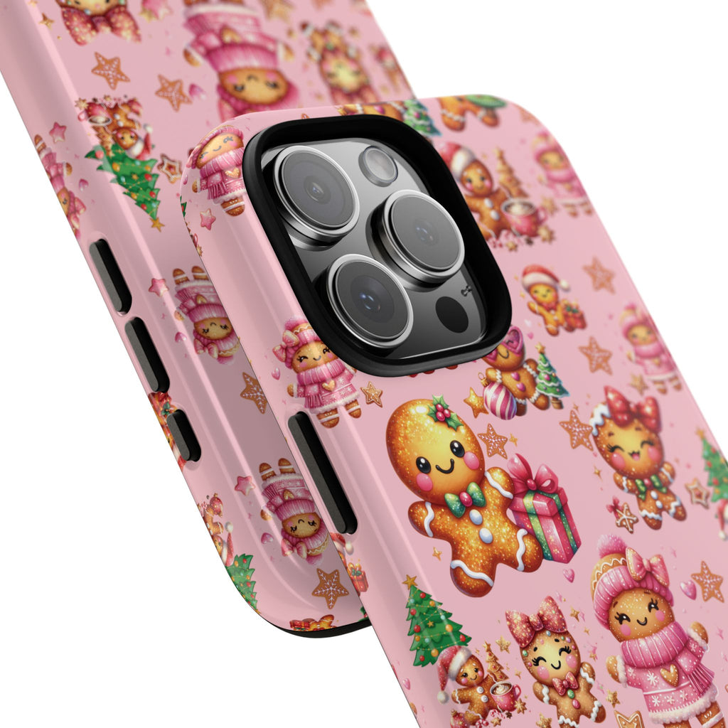 Adorable Pink Gingerbread Girl Phone Case Girly Holiday Vibes, Sweet Christmas Aesthetic, Cute & Festive Gift Idea for Her, Fun Protective Cover