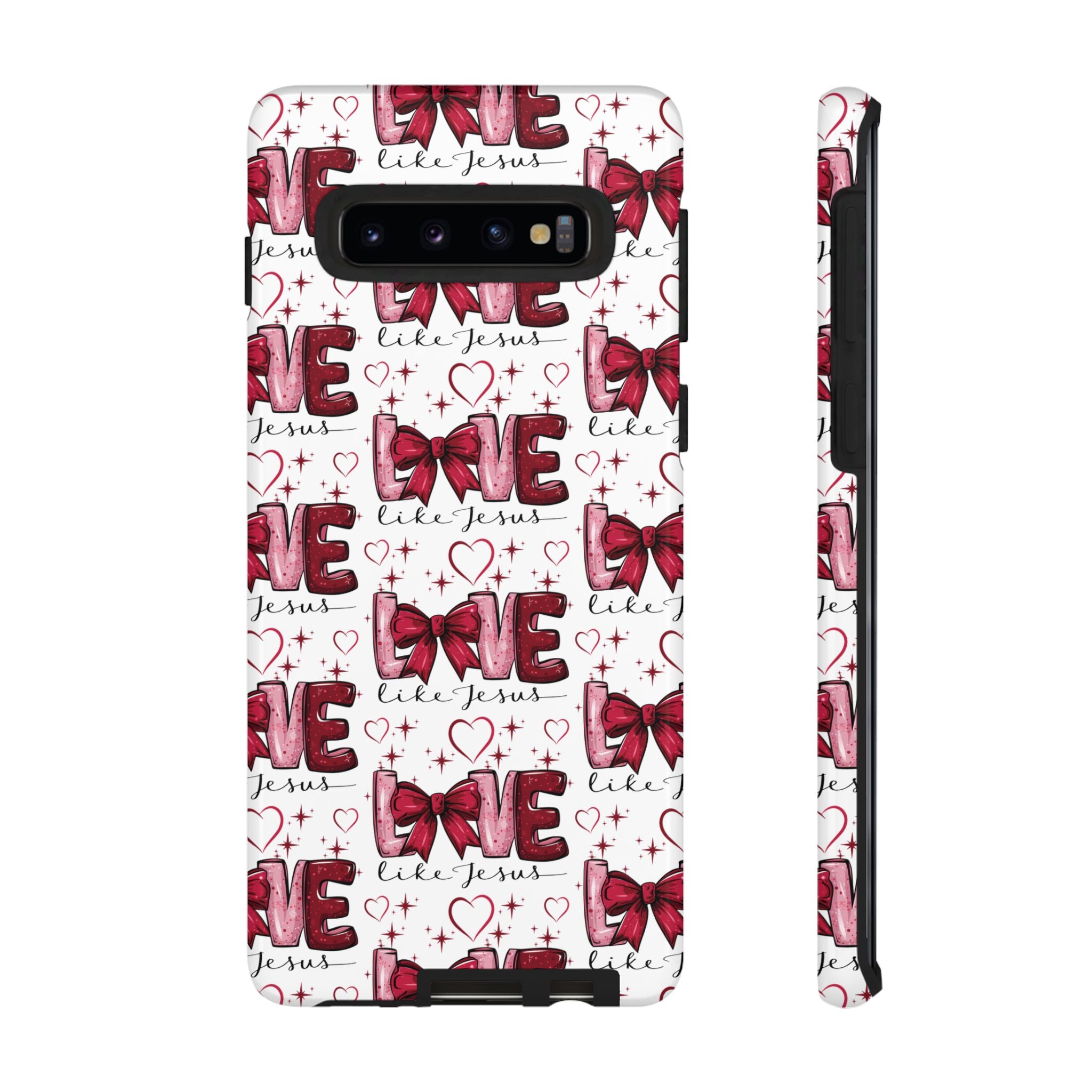 Love Like Jesus Red Bows and Hearts—Tough, Faithful Phone Cases & Religious iPhone Accessories: Protect Your Device & Show Your Faith