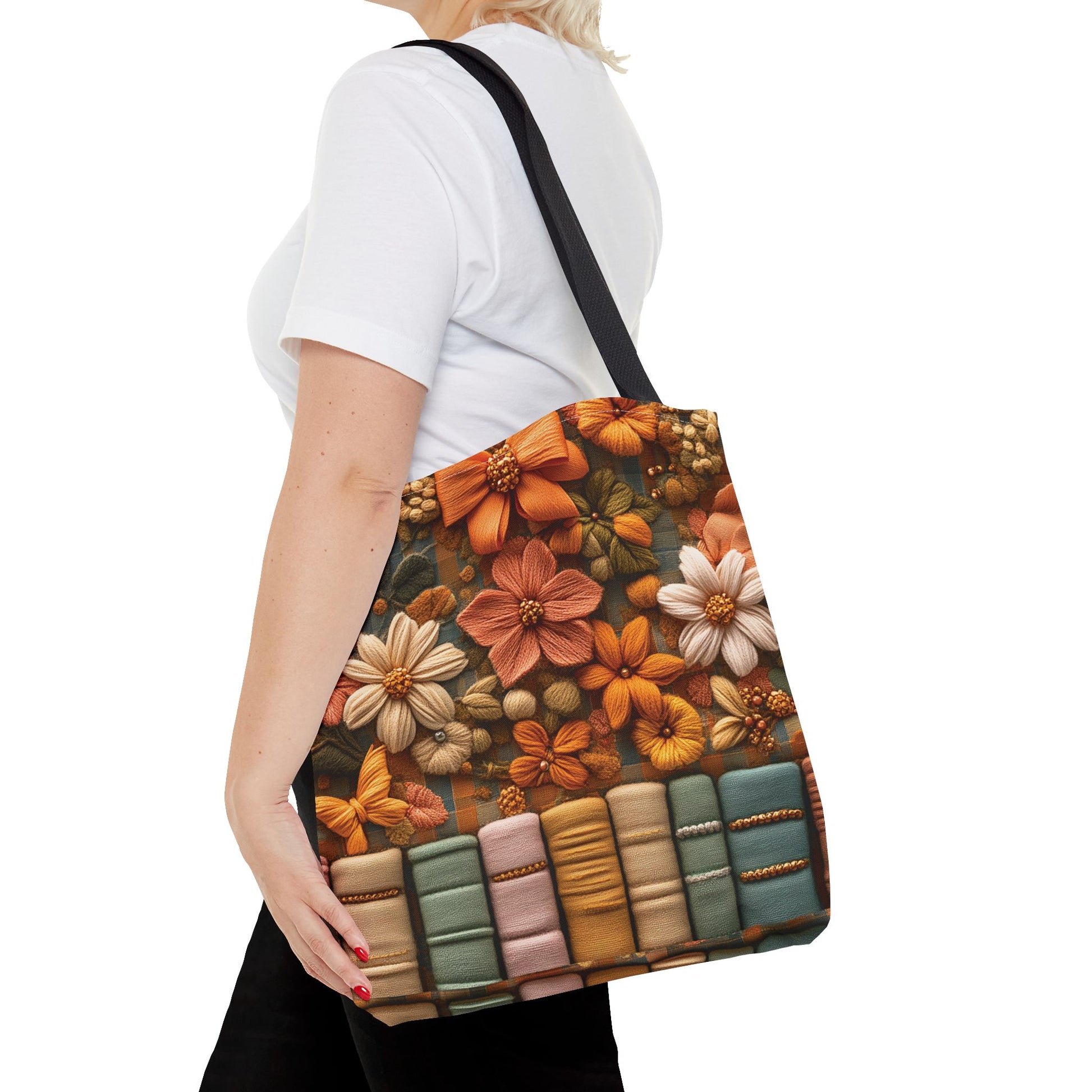 Boho Floral 3D Illusion Tote with Books Design Stylish and Functional Bag for Everyday Use Durable, Reusable, and Perfect for Book Lovers and Boho Enthusiasts Season - MRSBYVALLE