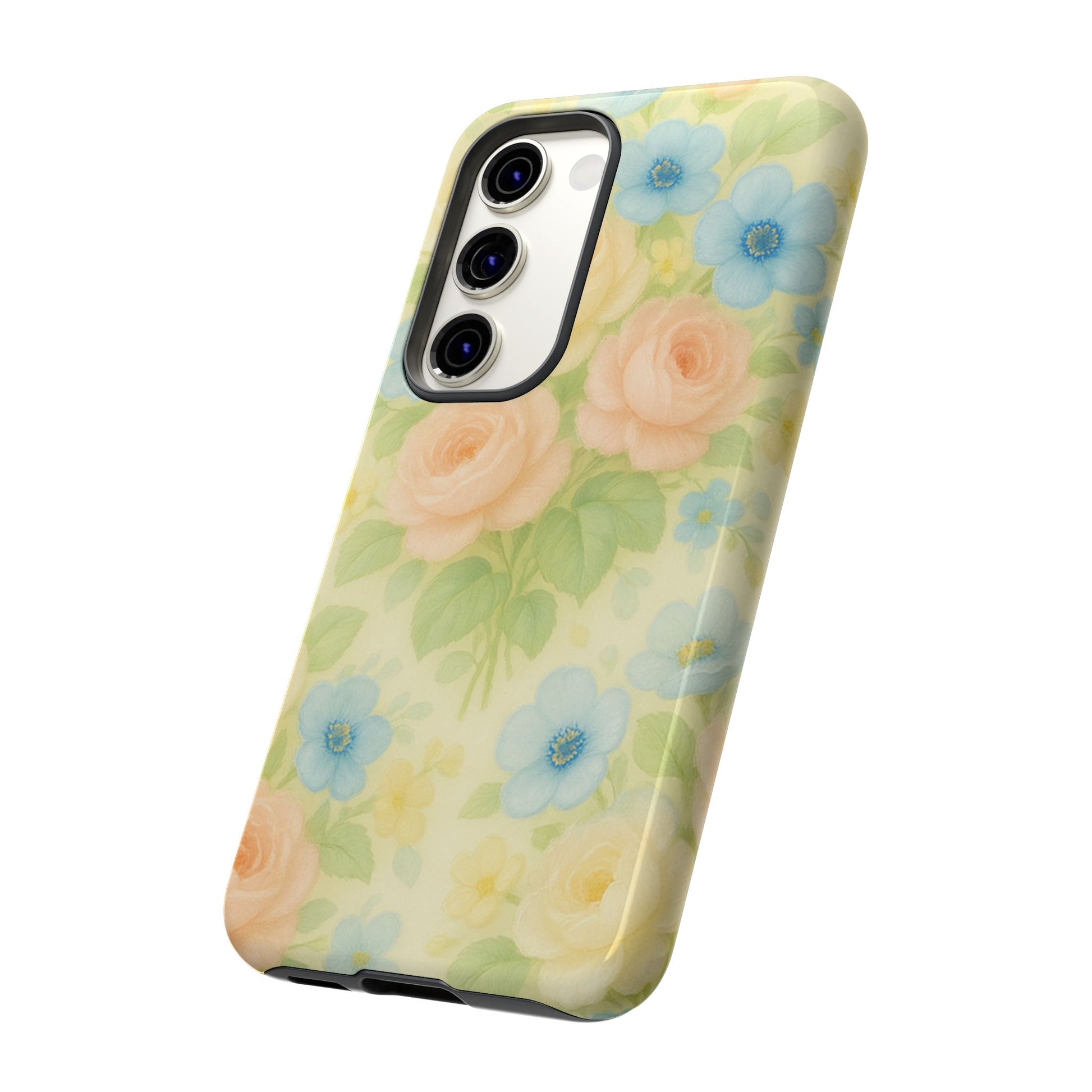 Pastel Yellow Vintage Floral Phone Case  Romantic Cottagecore Aesthetic, Soft Botanical Design, Protective Gift for Her, Fits iPhone & Samsung Models