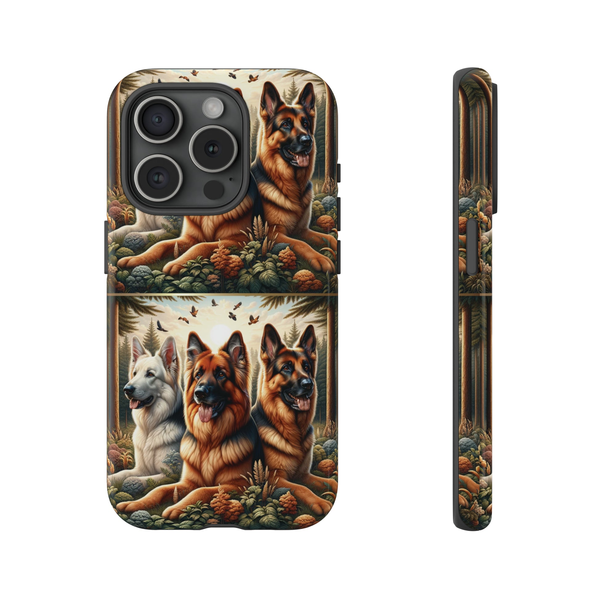 German Shepherd Phone Tough Case Floral Elegant Durable Dog Lover Devices iPhone 15, Samsung iPhone Samsung Accessory Gift for Her.