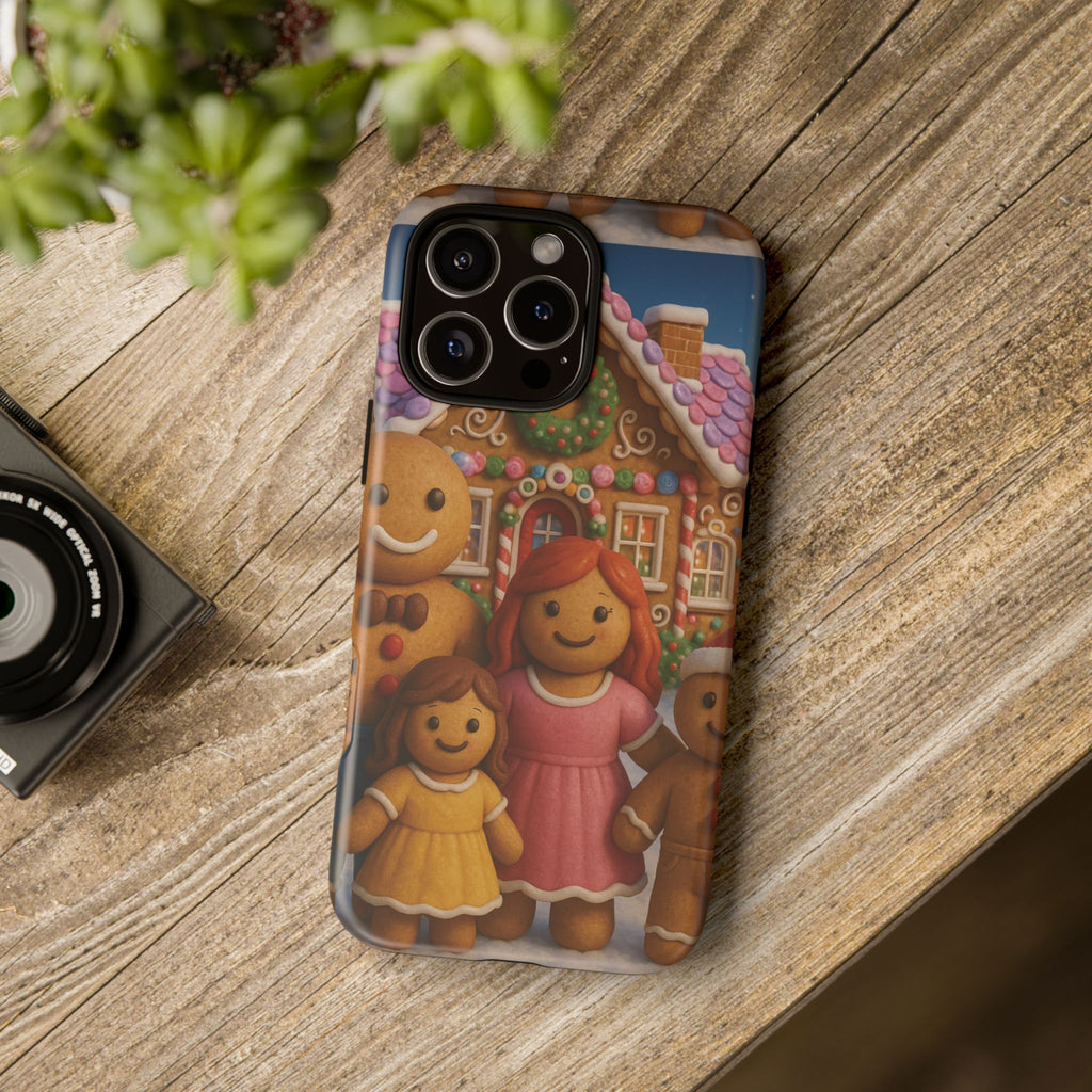 Coque de téléphone esthétique Famille en Pain d'Épices – Design d'inspiration vintage sur le thème de Noël – Étui stylé pour modèles iPhone et Samsung Galaxy