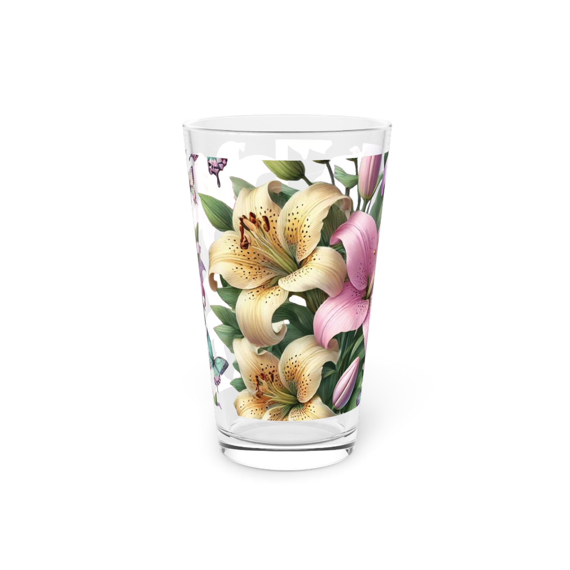 Blooming Tiger Lily 16 oz Pint Glass Vibrant Floral Design, Durable Glassware for Beverages, Ideal for Home, Bar, or Gifts | Elegant Perfect for Parties - MRSBYVALLE
