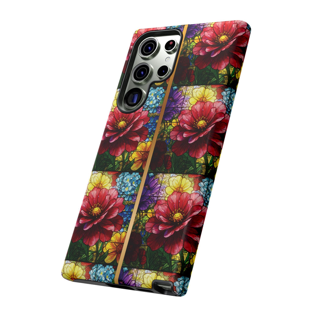 Stained Glass Illusion Floral Phone Case  3D Colorful Flower Design, Protective Christian Gift, Fits iPhone, Samsung, Google Pixel