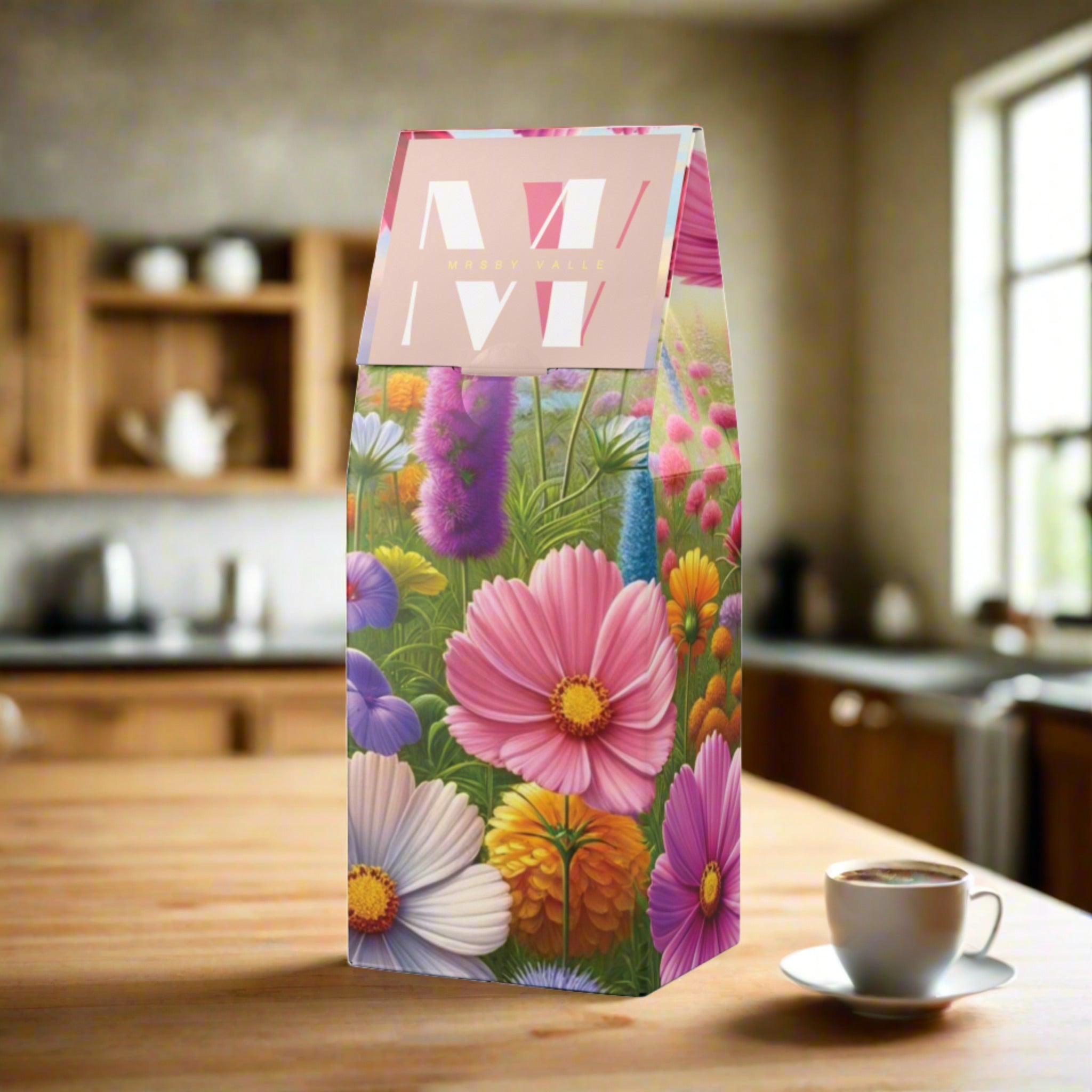 Bright Boho Wildflowers Coffee Medium-Dark Roast with Toasted Nut Cocoa Notes Serene Modern Cascades Blend Medium-Dark Roast Coffee Fun Design | Gift for Mom - MRSBYVALLE