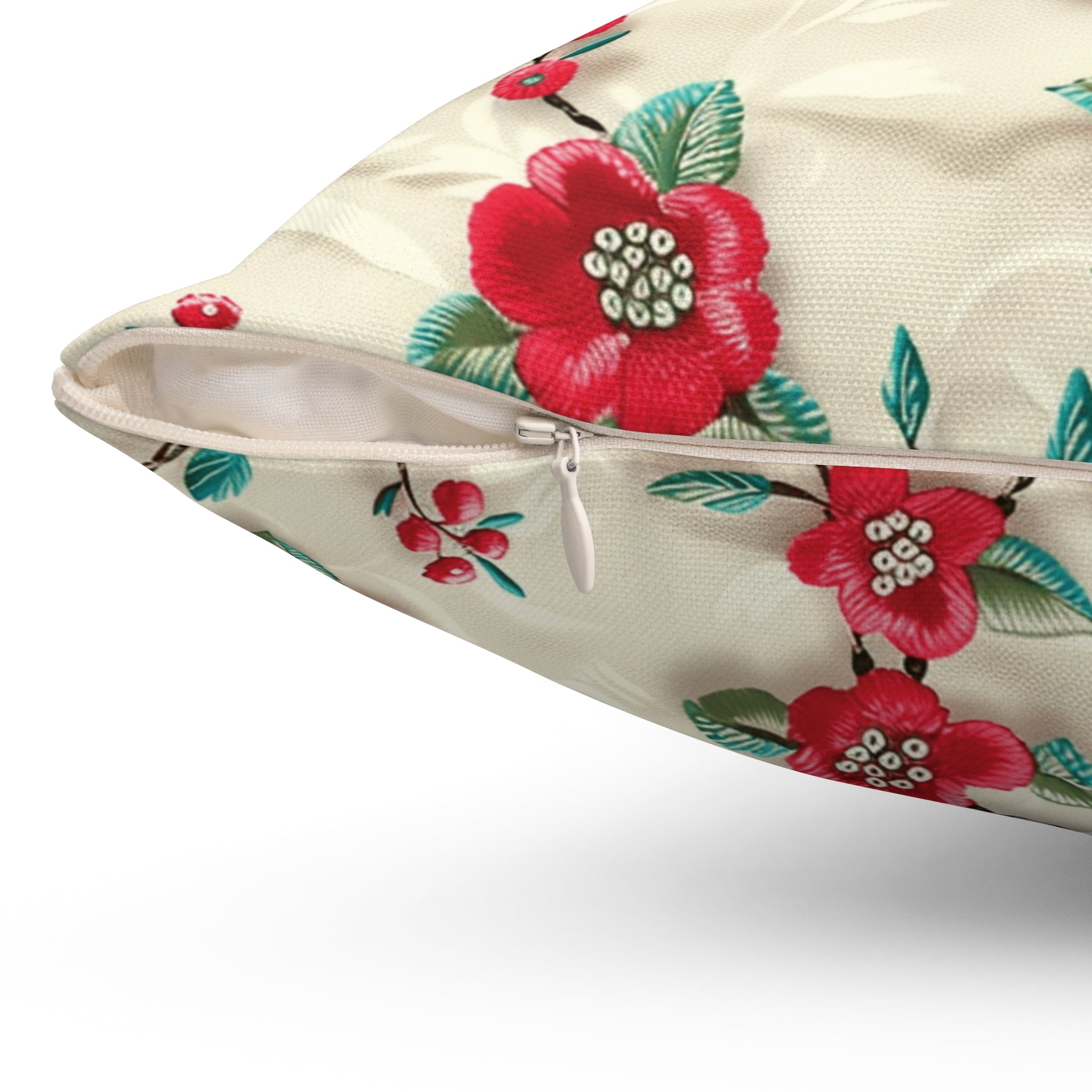 Chic 3D Embroidery Illusion Red Flowers Square Pillow for Sofa, Bed, or Chair Premium Quality, Soft, and Durable | Perfect for Couch, Bed, or Chair | Elegant Bedrooms Pillow Gift New House, Bridal Shower - MRSBYVALLE